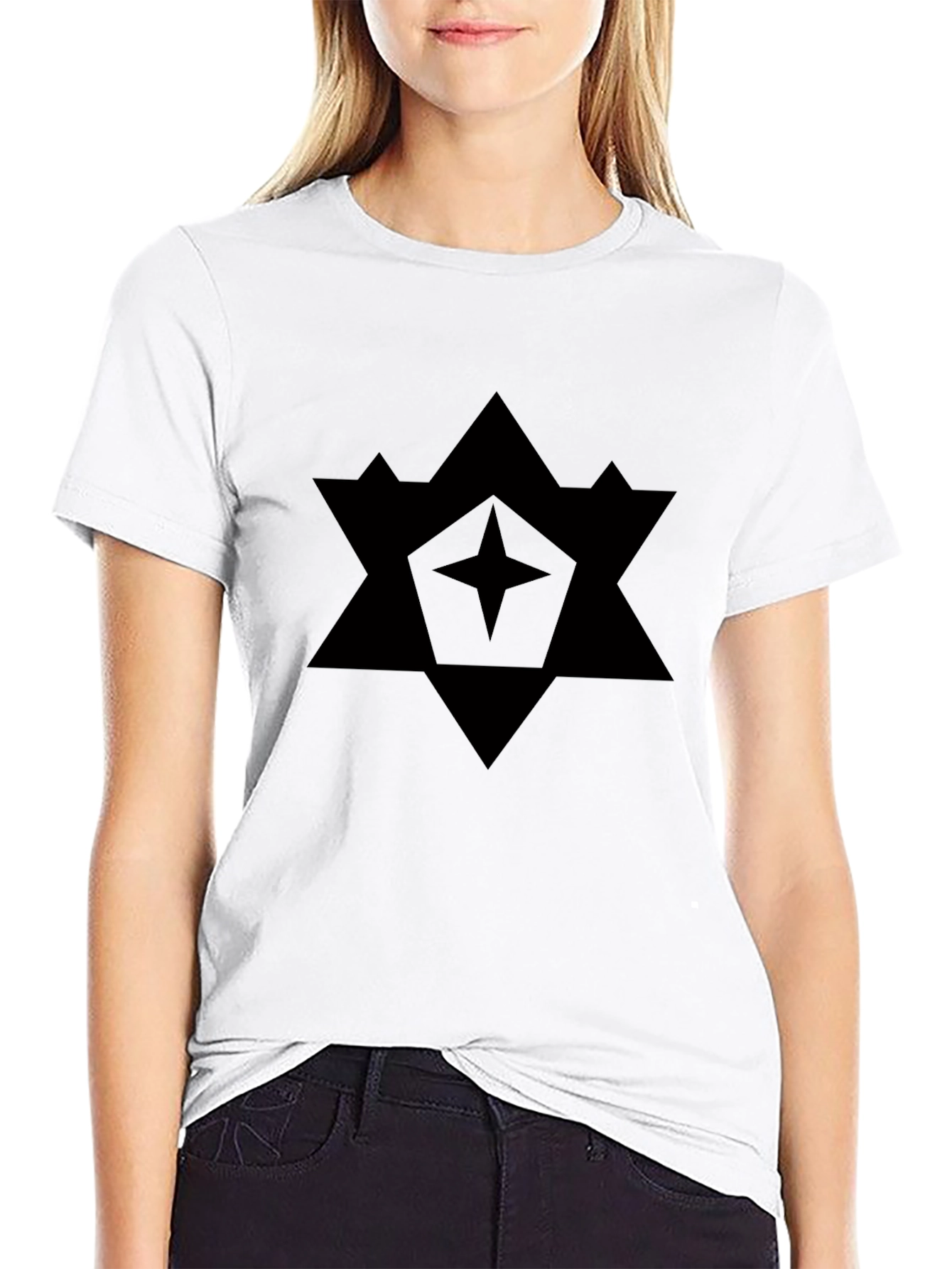 Geometric Star Graphic Black T-Shirt