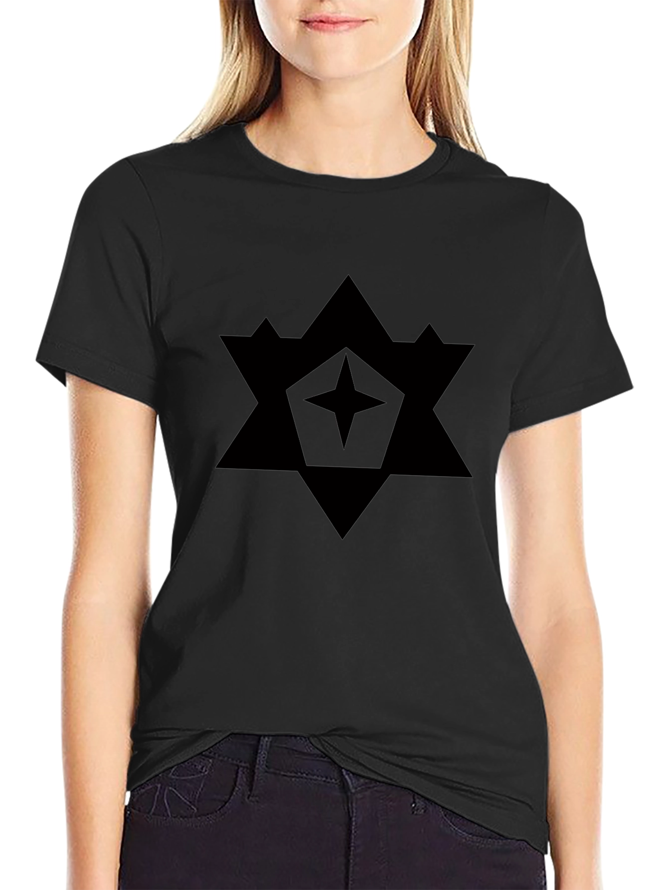 Geometric Star Graphic Black T-Shirt