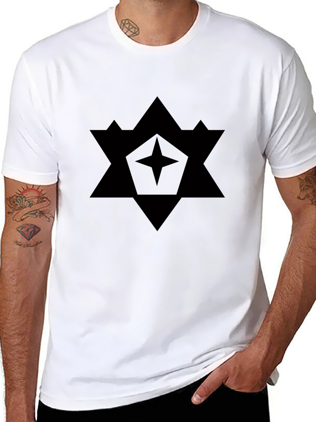 Geometric Star Graphic Black T-Shirt