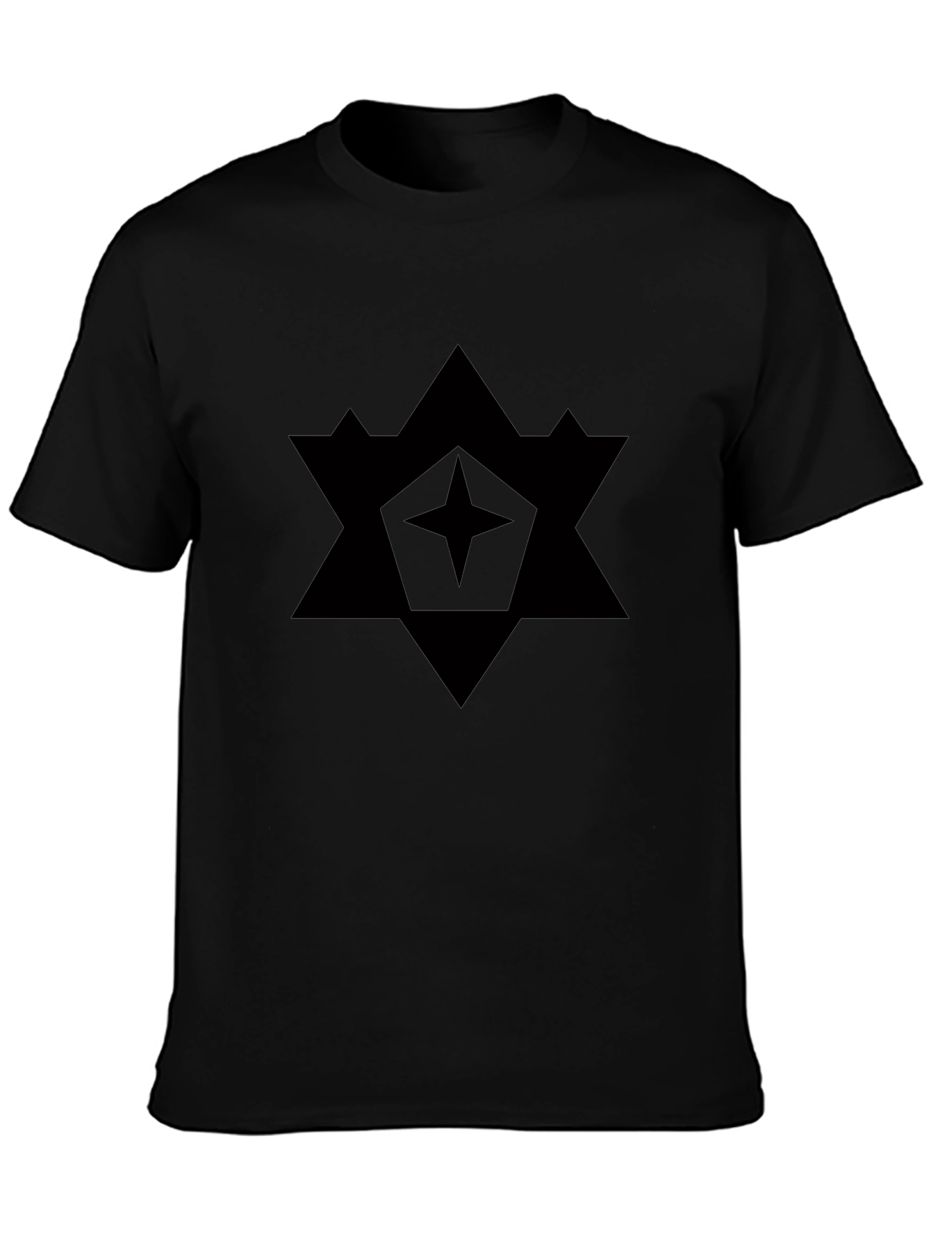 Geometric Star Graphic Black T-Shirt