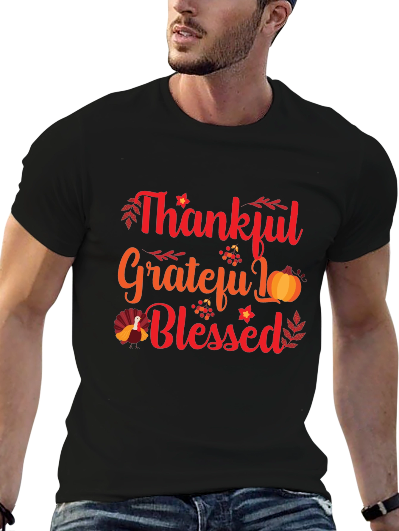 Thankful Grateful Blessed Thanksgiving T-Shirt