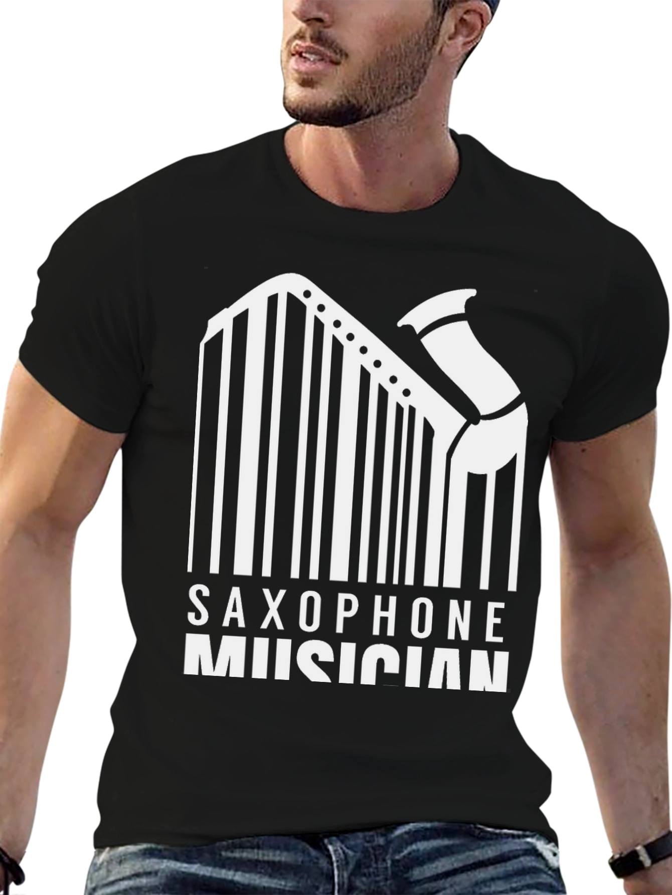 Saxophone Musician Barcode T-Shirt