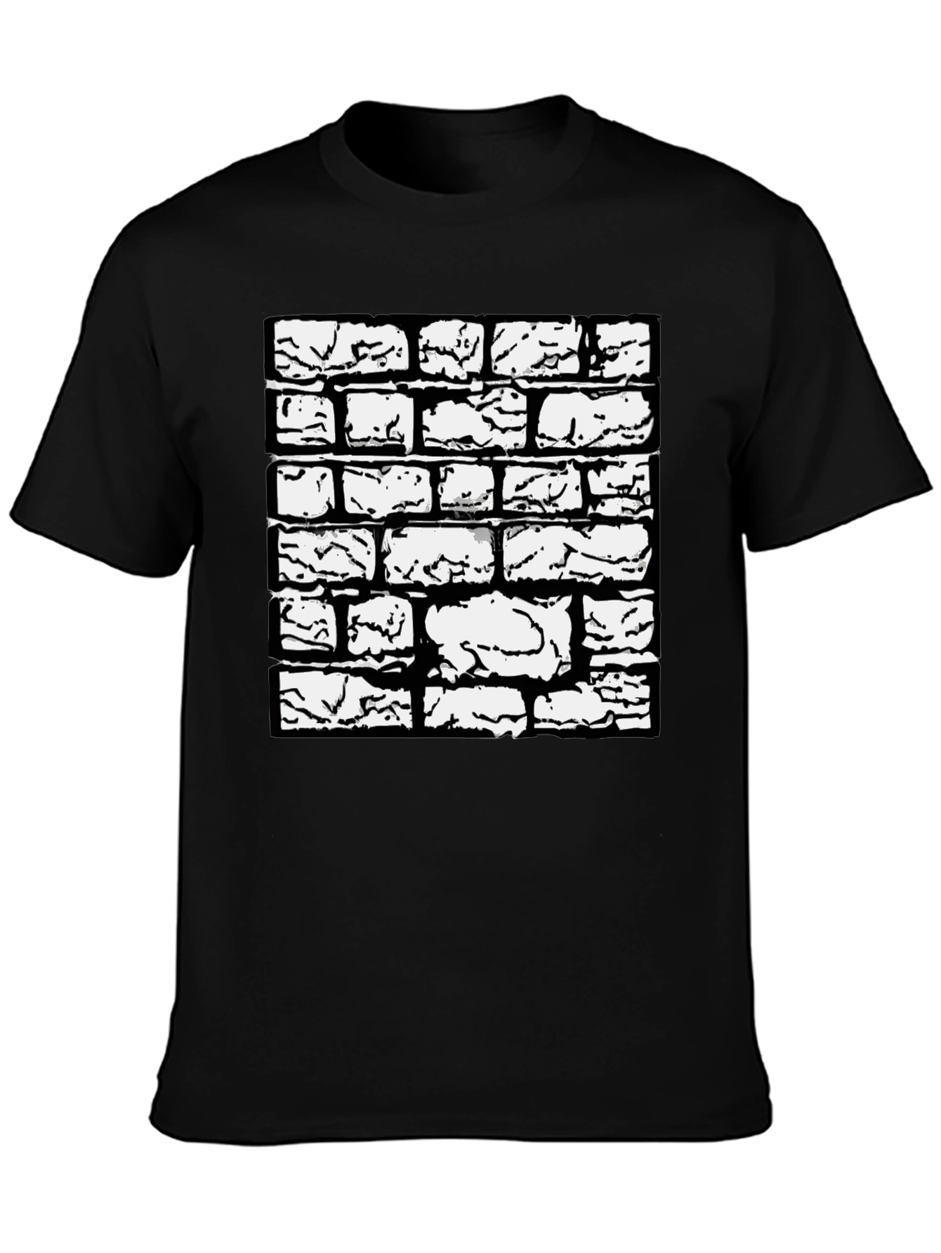 Black Graphic Tee - Brick Wall Design