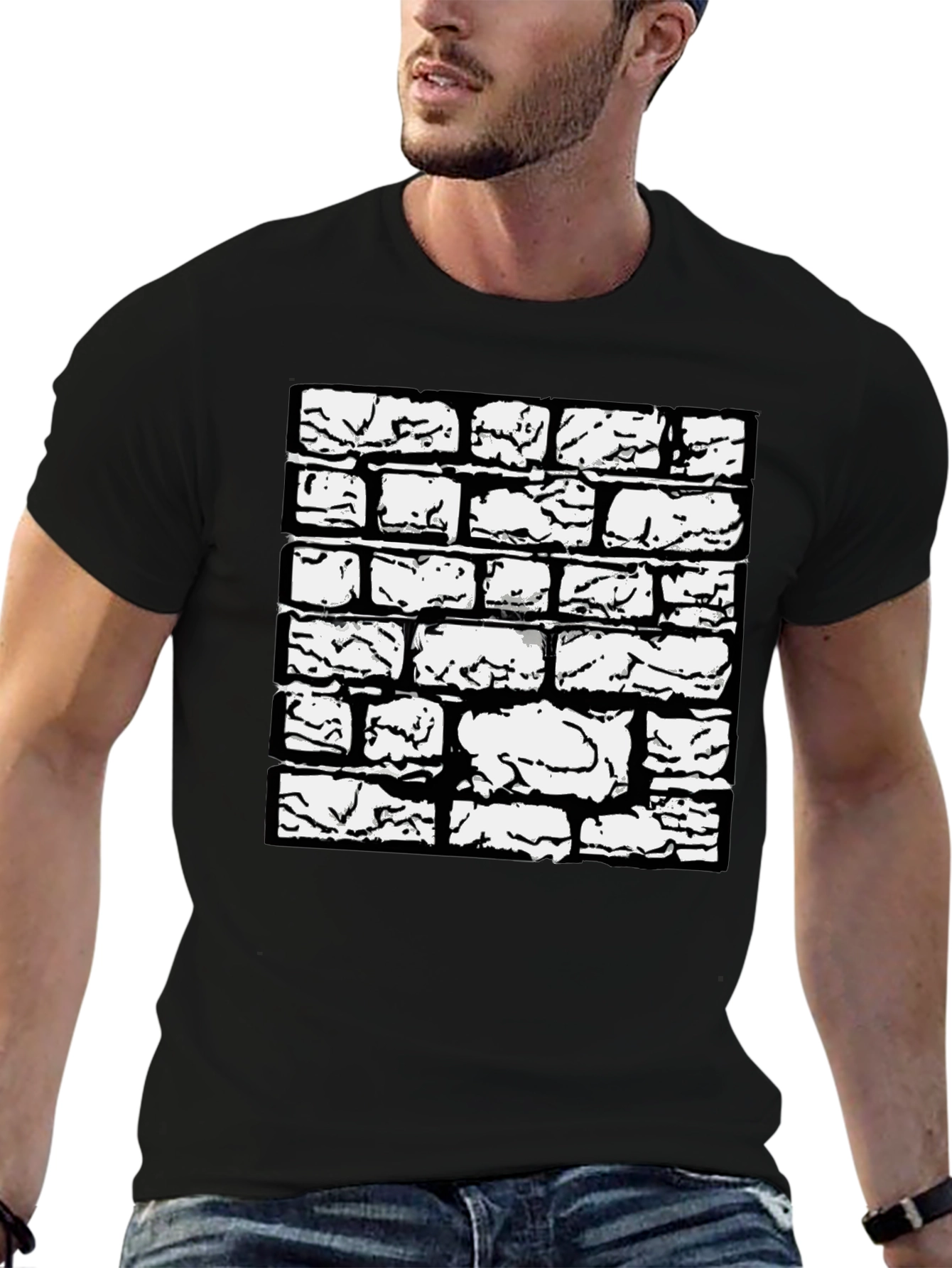 Black Graphic Tee - Brick Wall Design