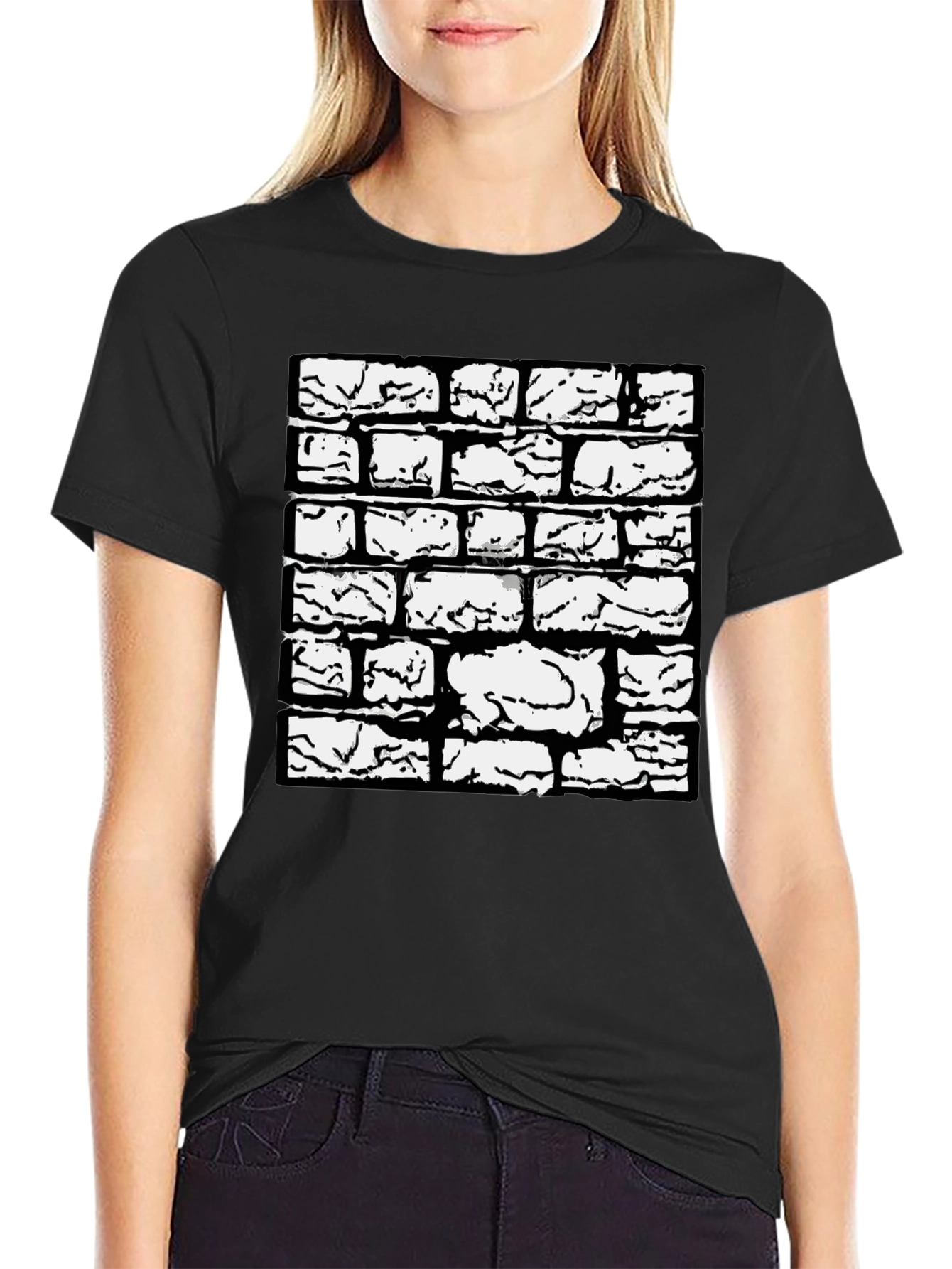 Black Graphic Tee - Brick Wall Design