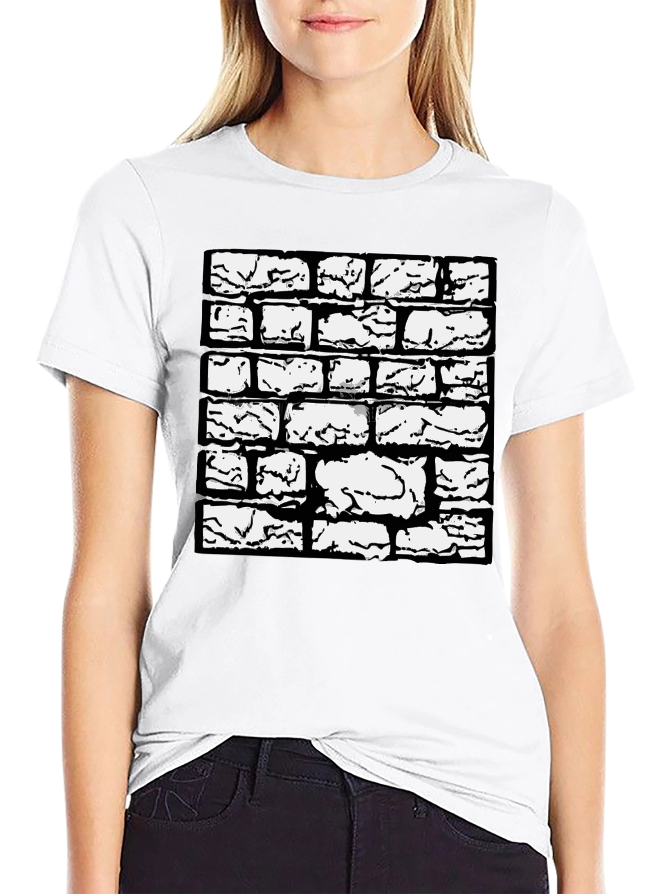 Black Graphic Tee - Brick Wall Design