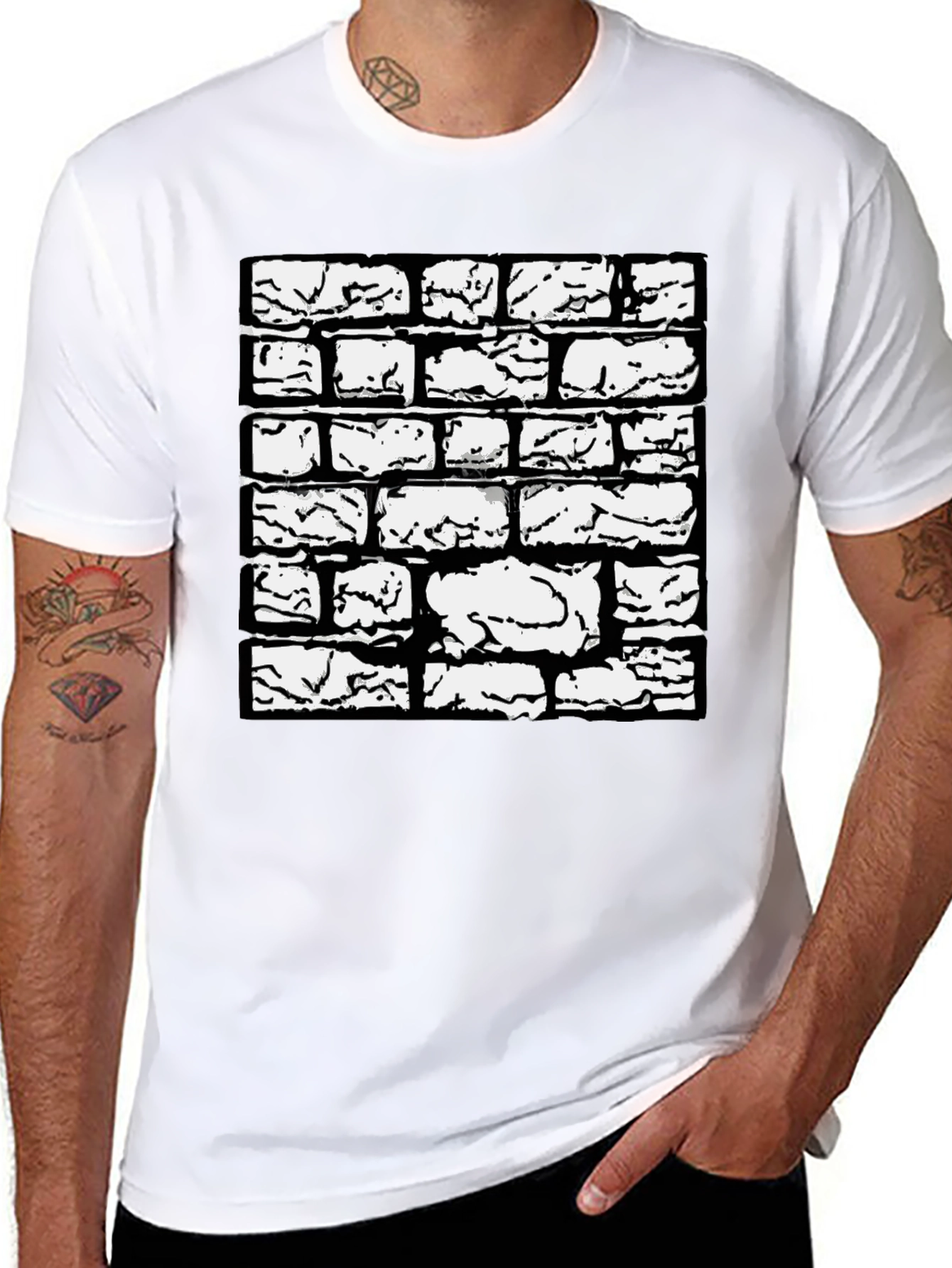 Black Graphic Tee - Brick Wall Design