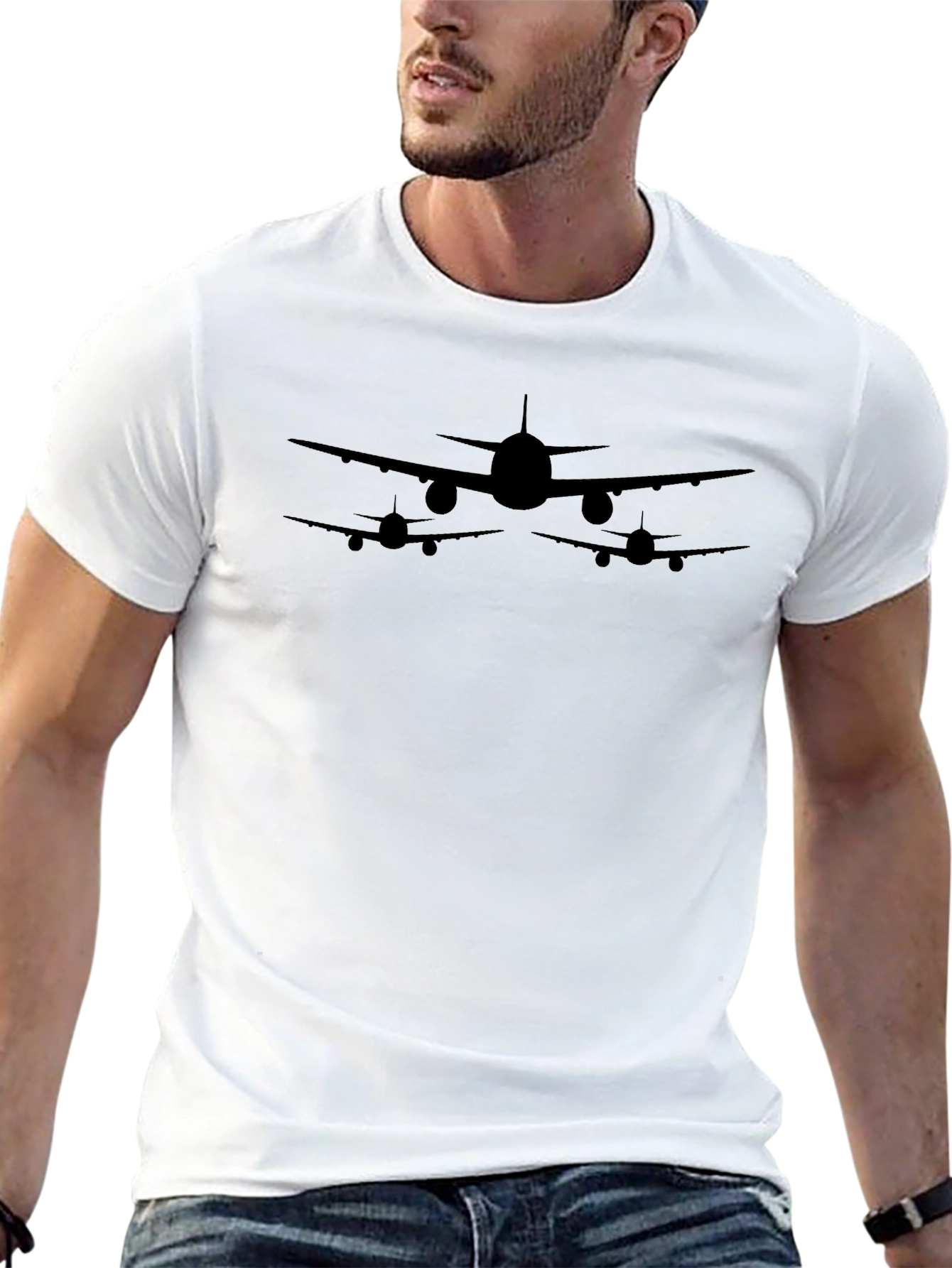 Black Airplane Silhouette T-Shirt