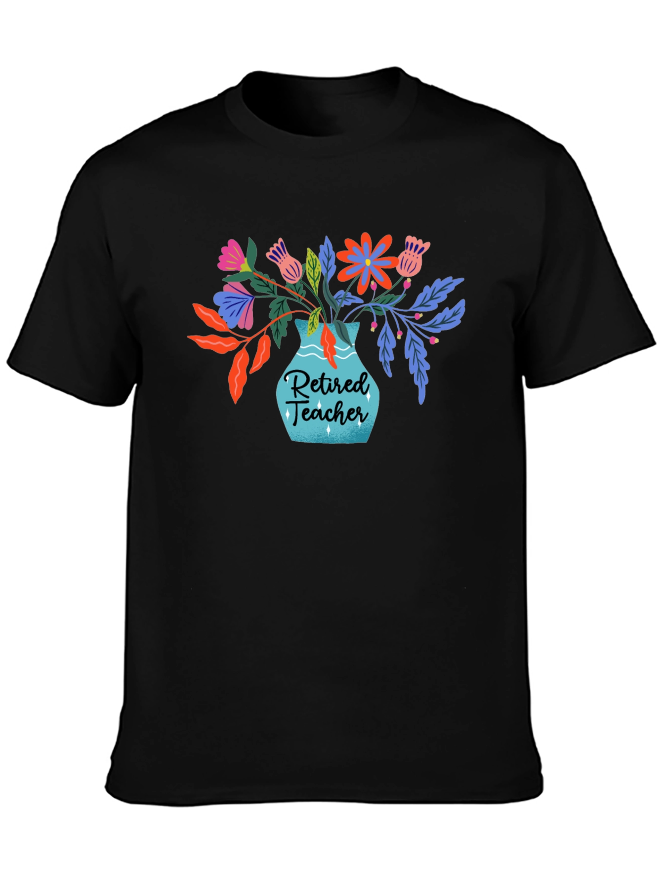 Retired Teacher Floral Vase T-Shirt
