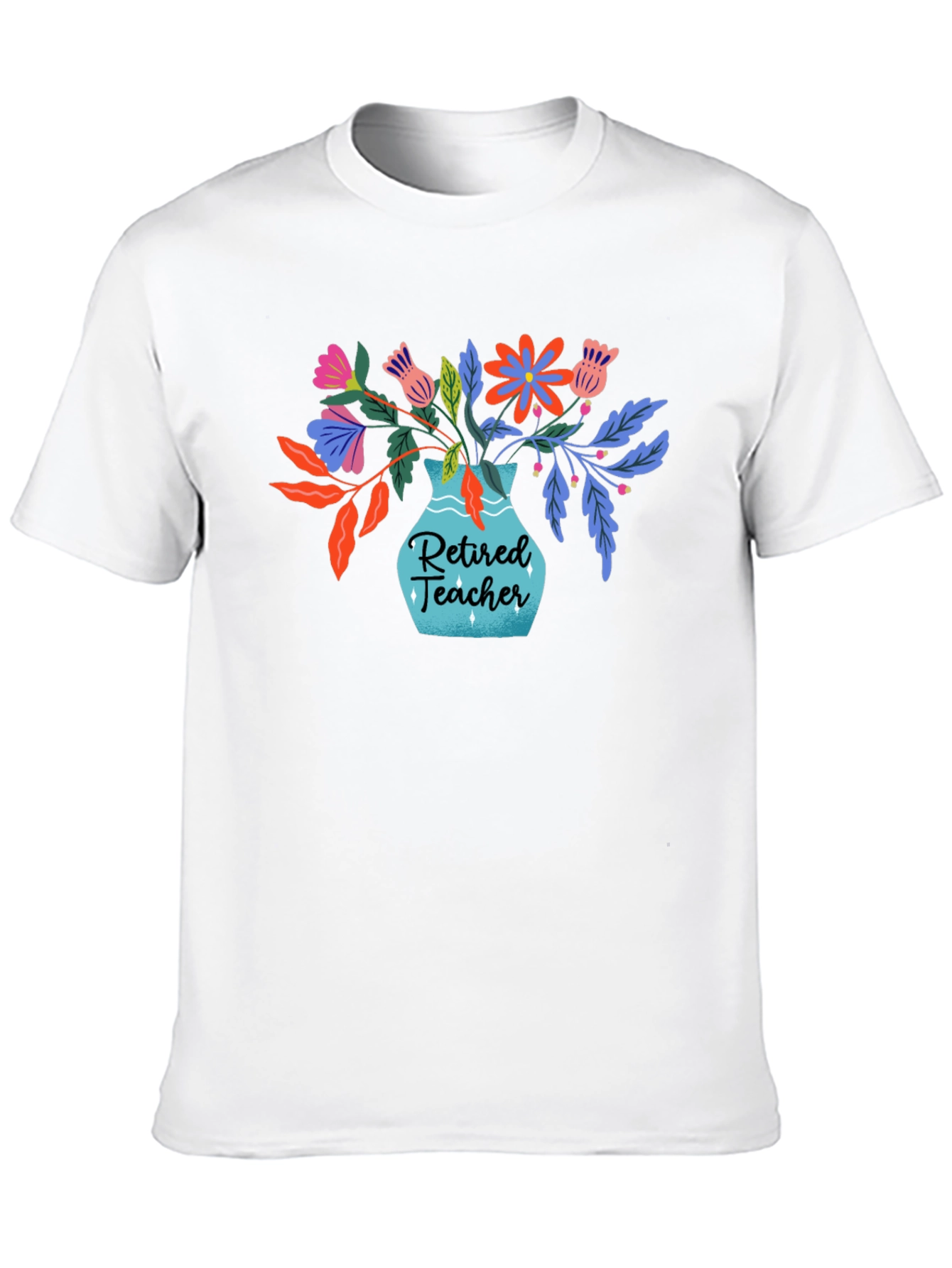 Retired Teacher Floral Vase T-Shirt