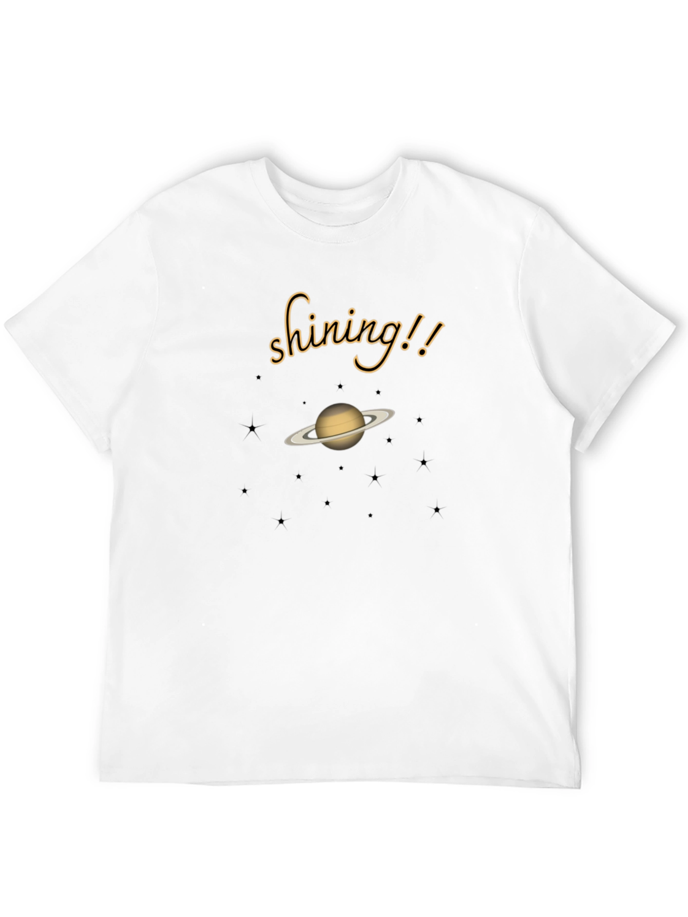 Shining Saturn Graphic Tee - Black Cotton T-Shirt