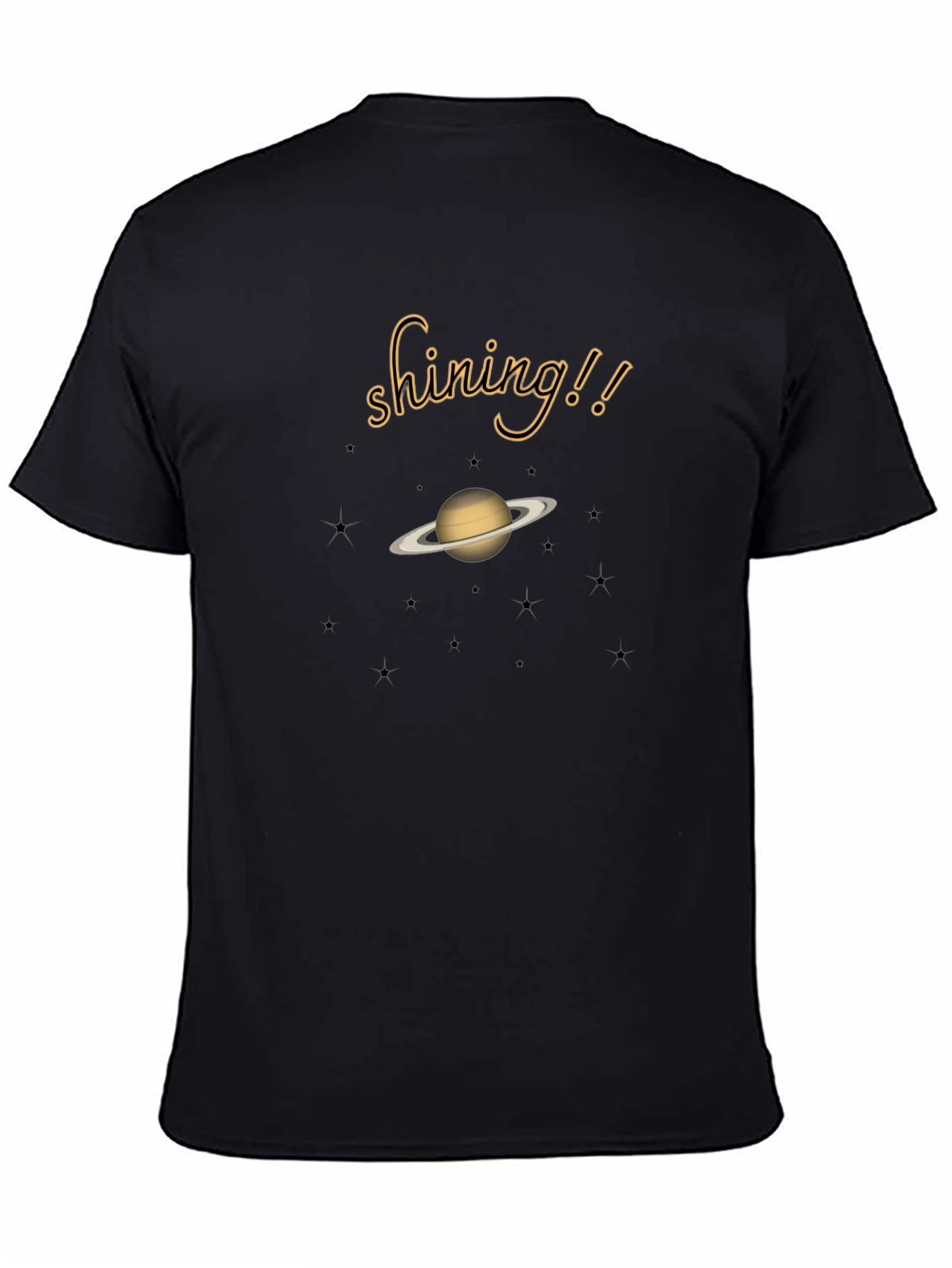 Shining Saturn Graphic Tee - Black Cotton T-Shirt