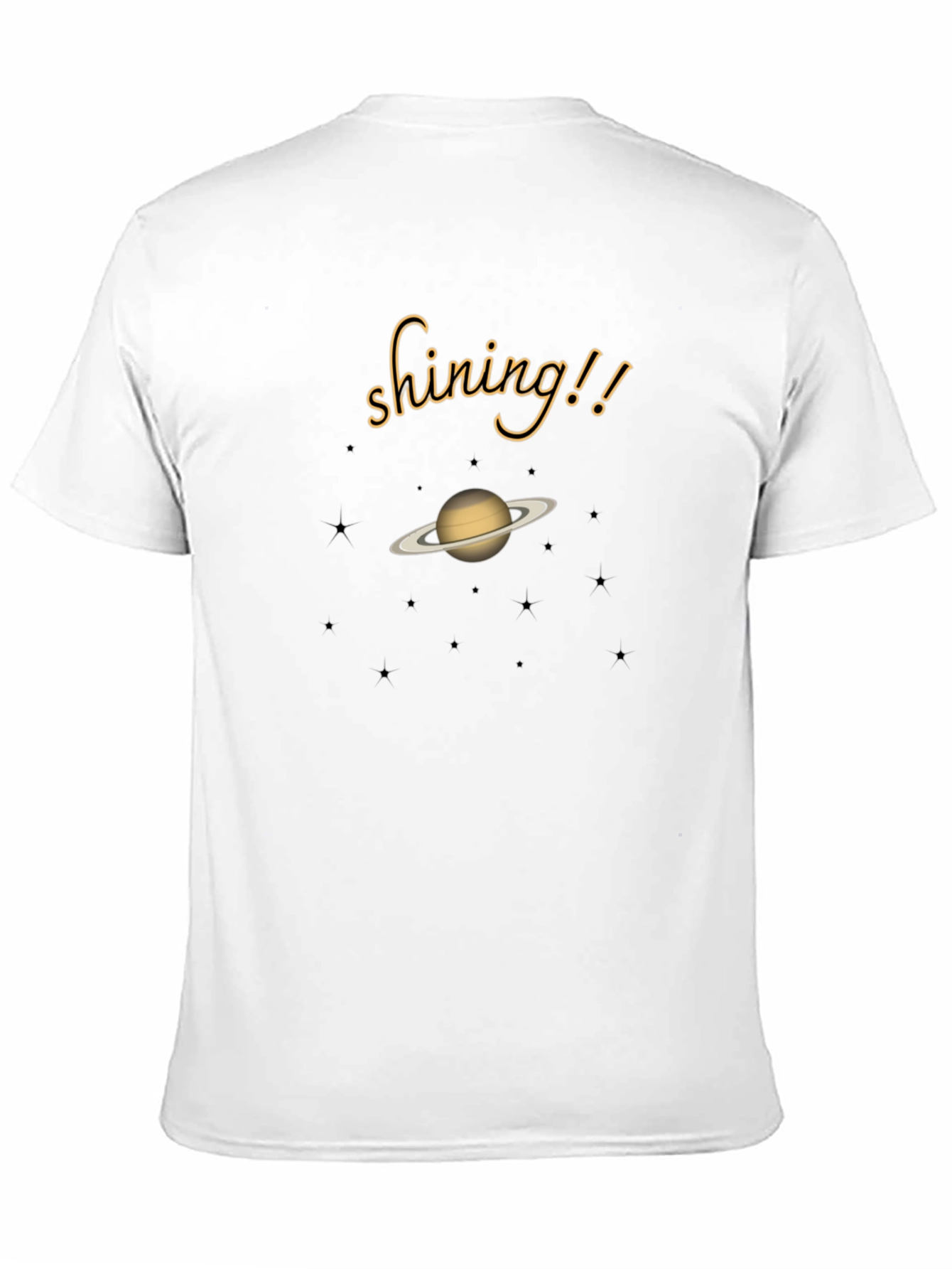 Shining Saturn Graphic Tee - Black Cotton T-Shirt