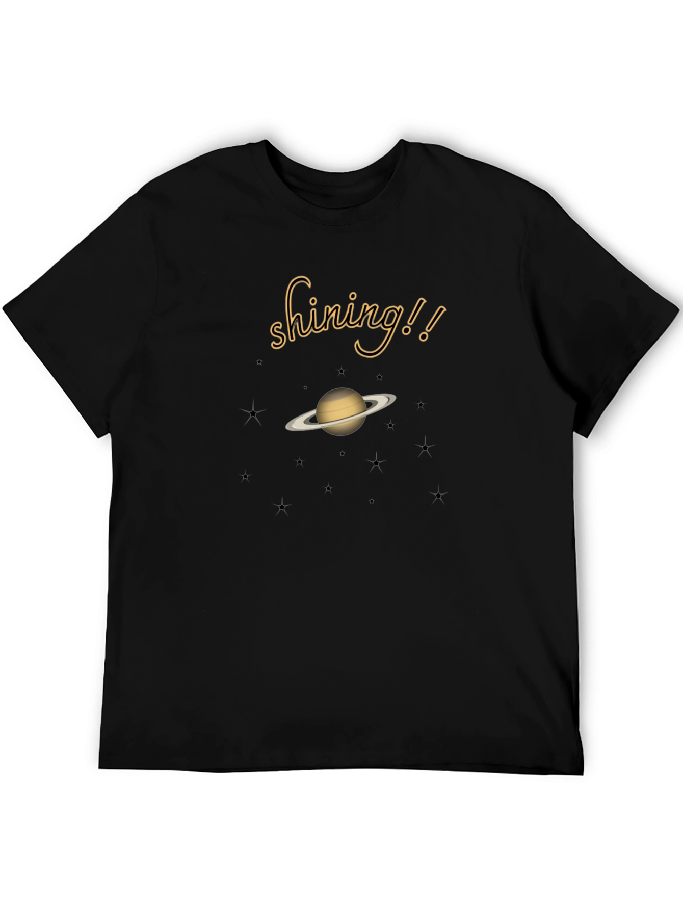 Shining Saturn Graphic Tee - Black Cotton T-Shirt