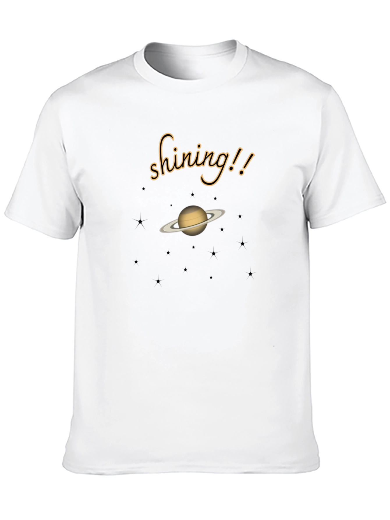 Shining Saturn Graphic Tee - Black Cotton T-Shirt