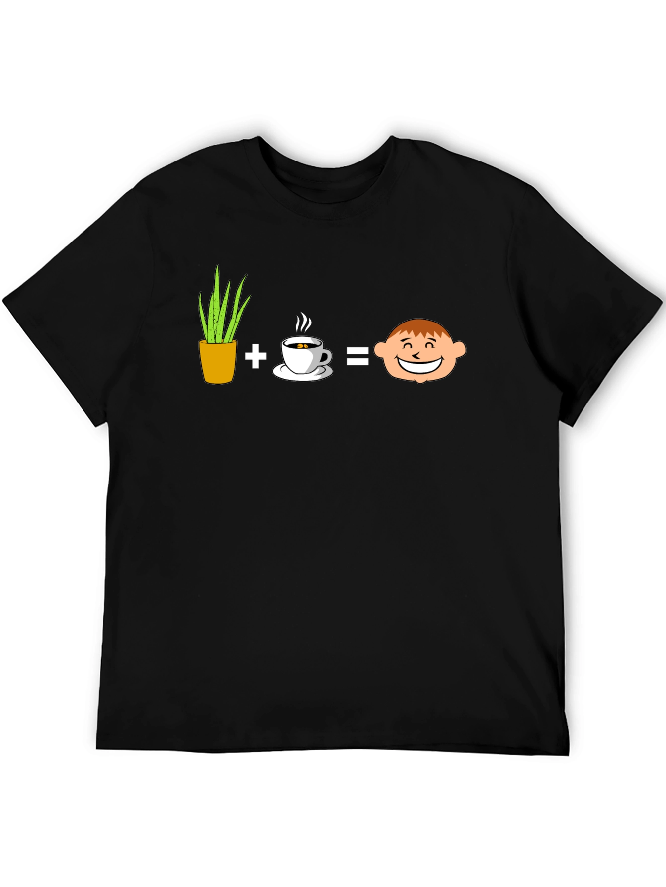Plant Coffee Equals Happy Face Graphic T-Shirt