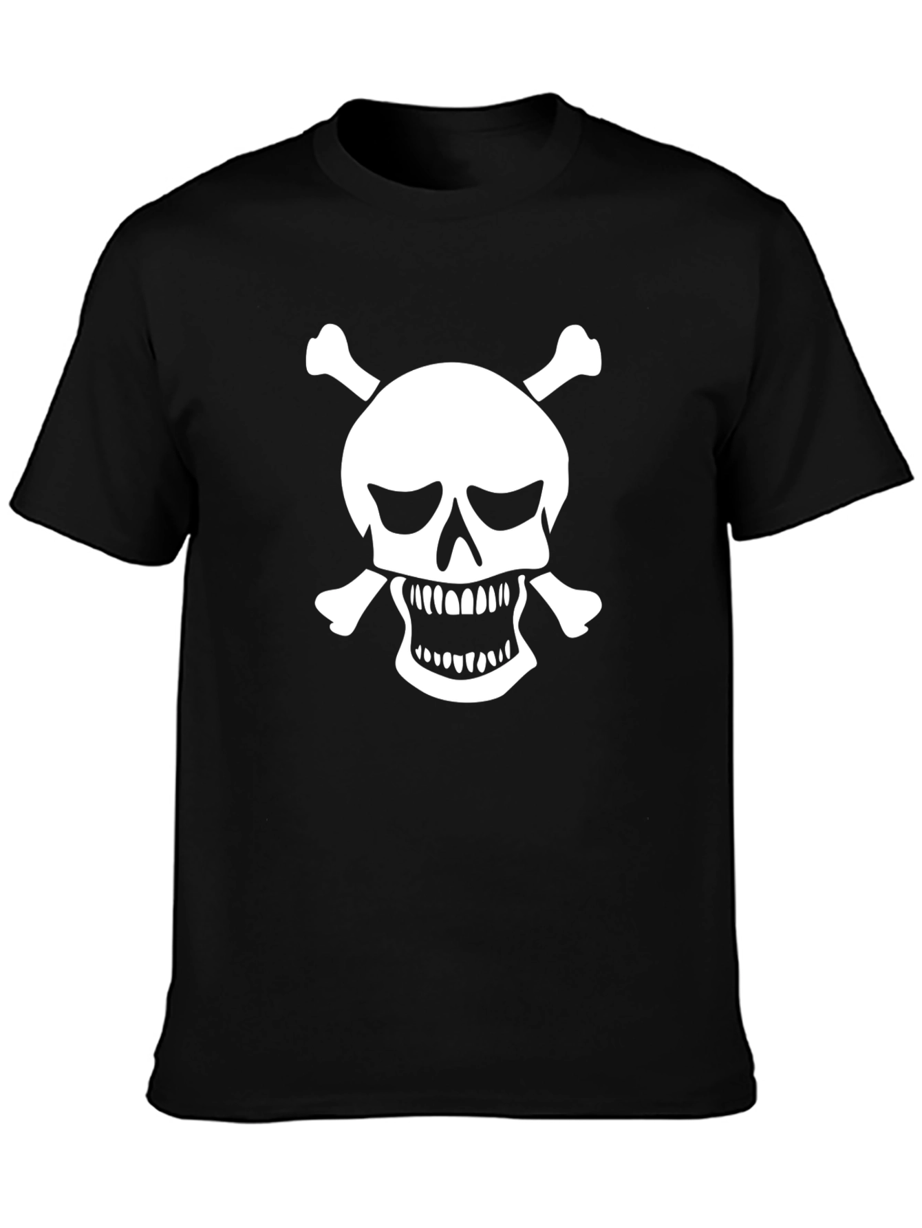 Skull & Crossbones Graphic Tee - Black Cotton T-Shirt