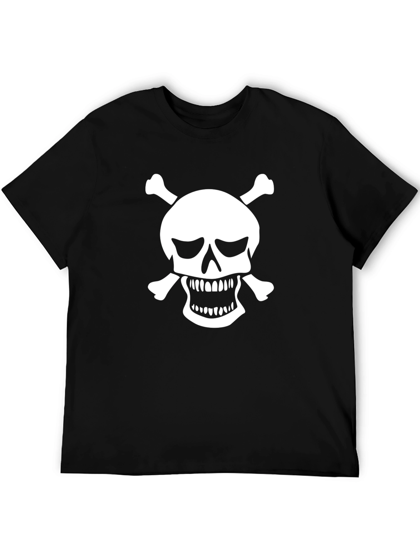 Skull & Crossbones Graphic Tee - Black Cotton T-Shirt