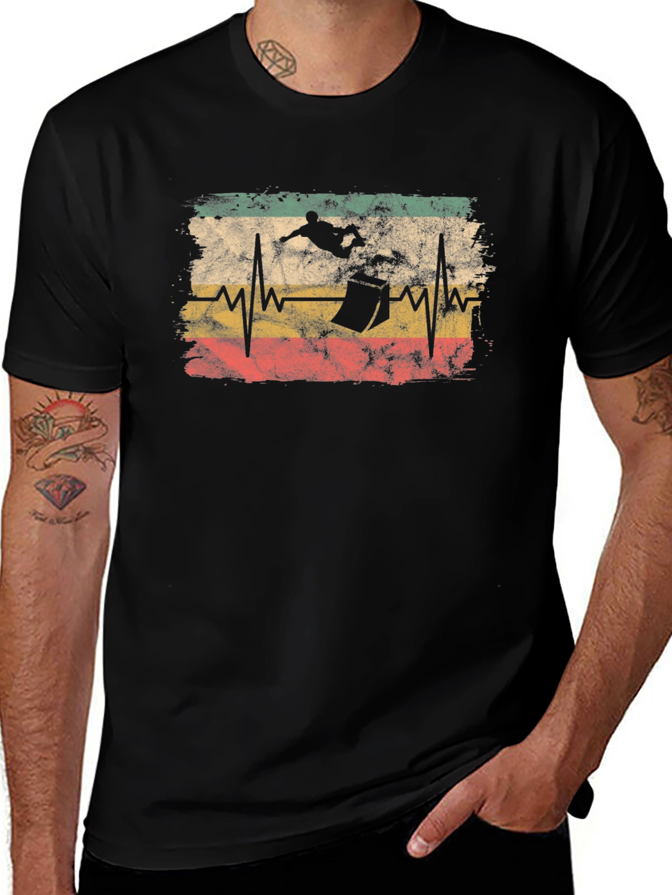 Skateboarding Heartbeat Graphic T-Shirt
