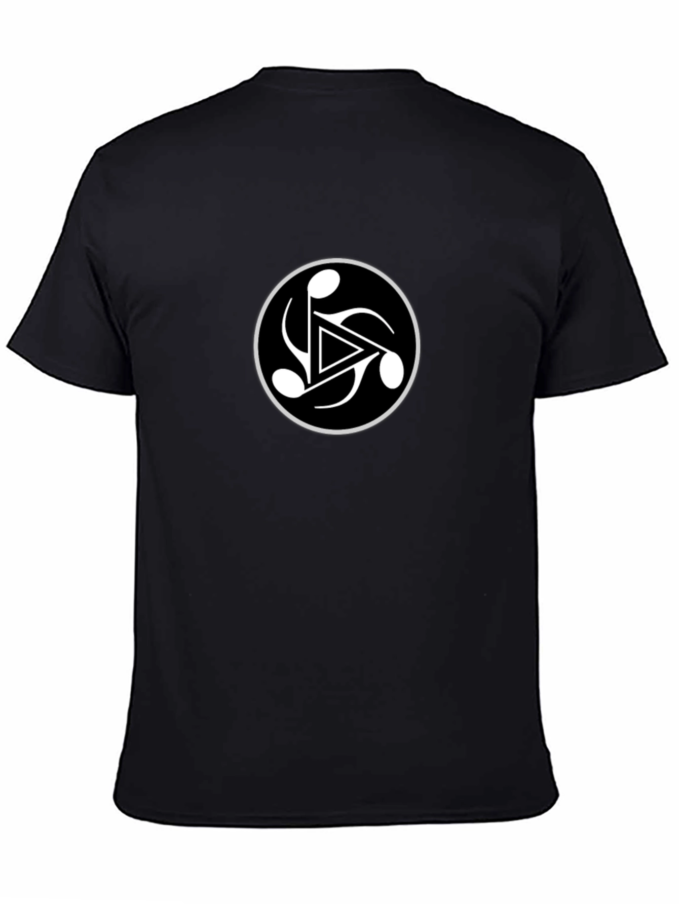 Black Tee with Abstract Symbol Circle Graphic