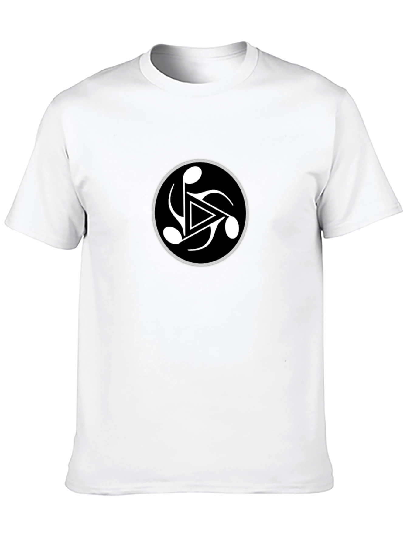 Black Tee with Abstract Symbol Circle Graphic