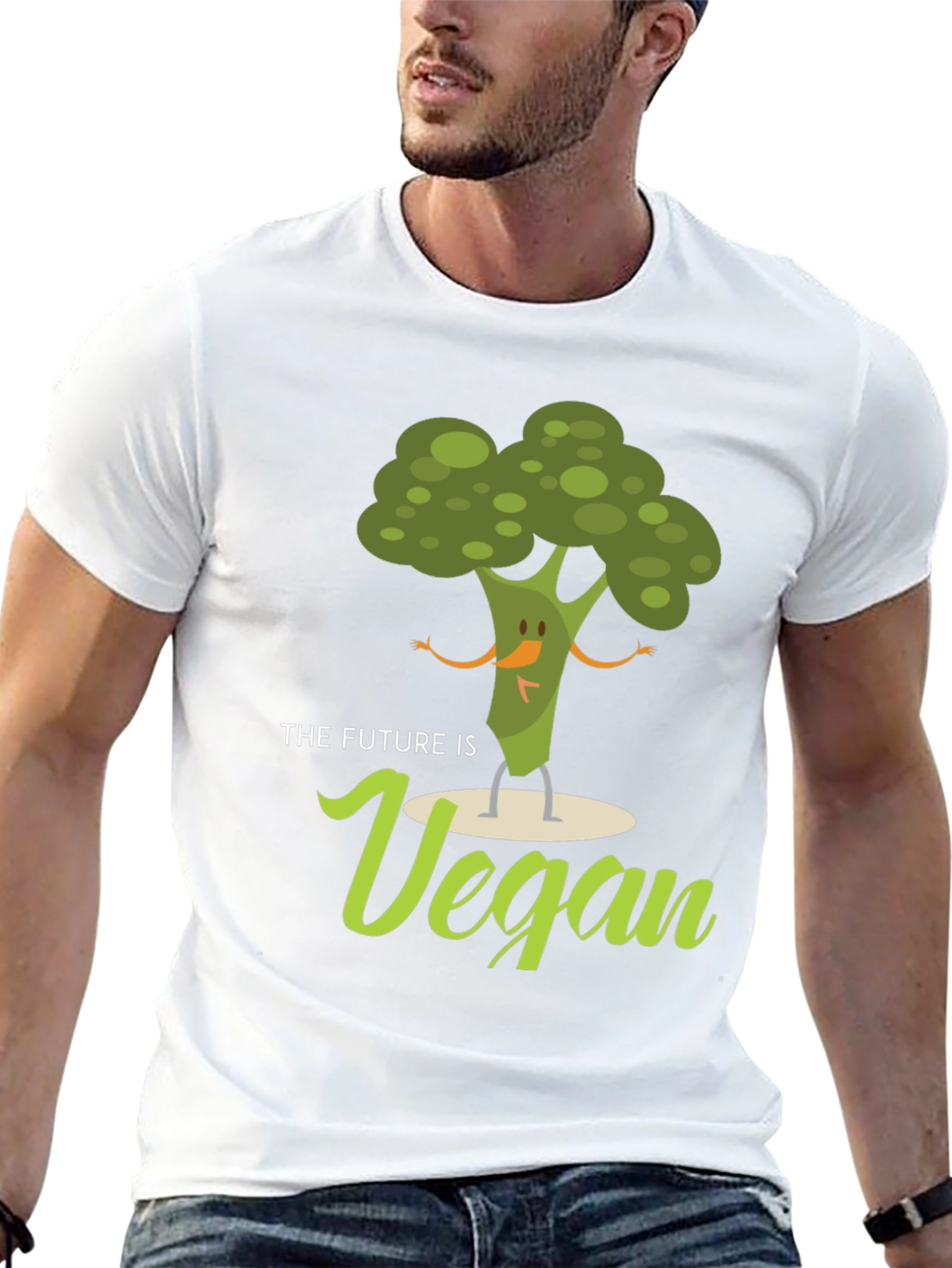 Vegan Future Broccoli Tee - Black Graphic T-Shirt