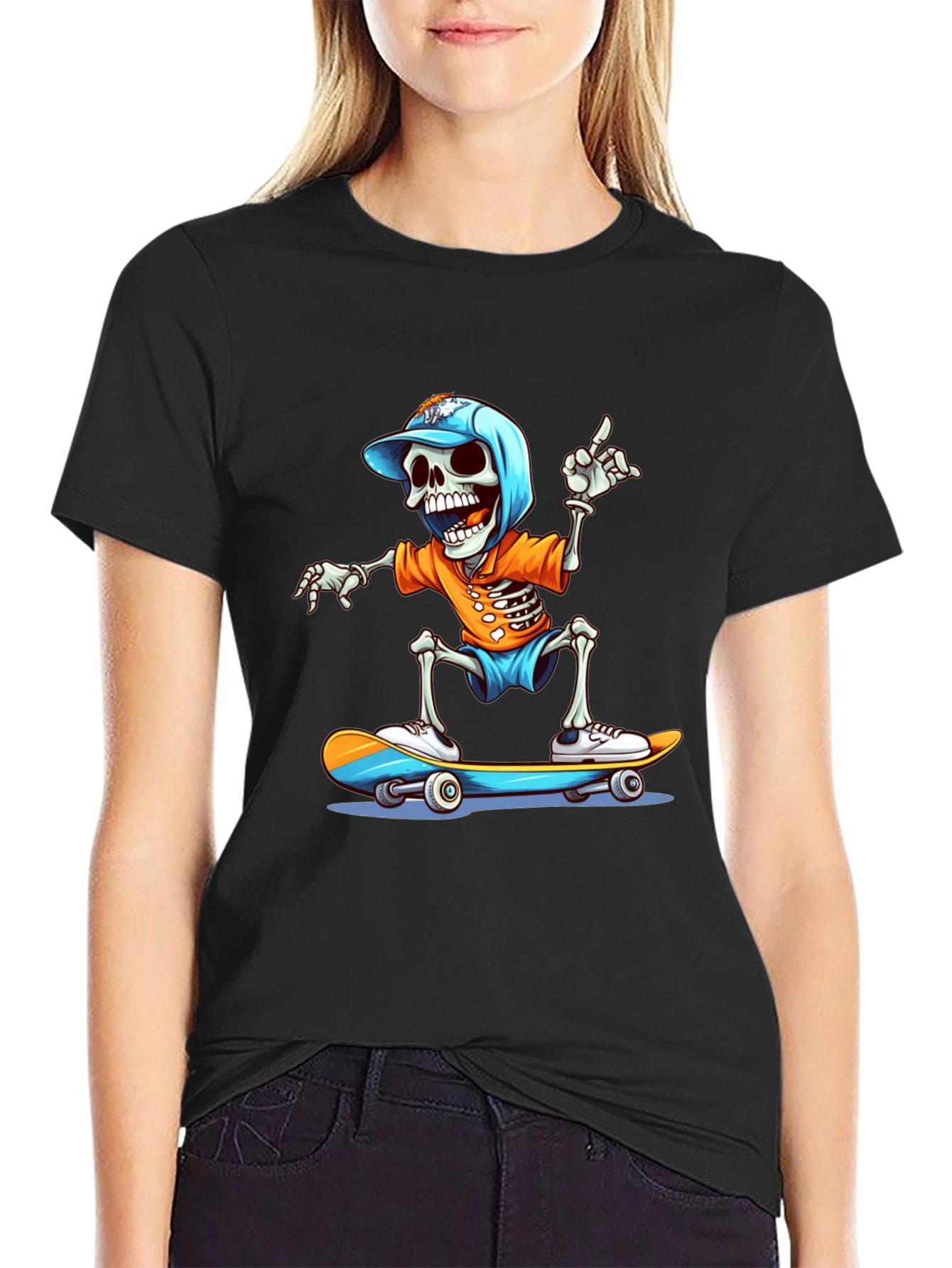 Skateboarding Skeleton Graphic Tee - Cool & Casual