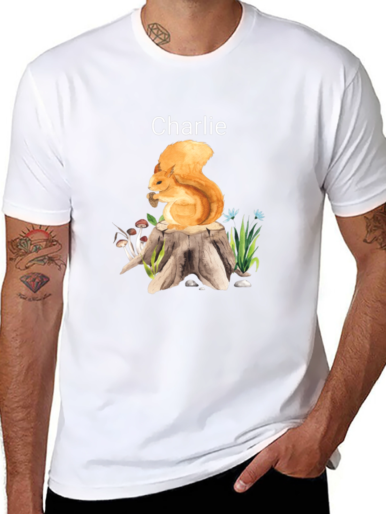 Squirrel on Stump Tee - Personalized Name Shirt