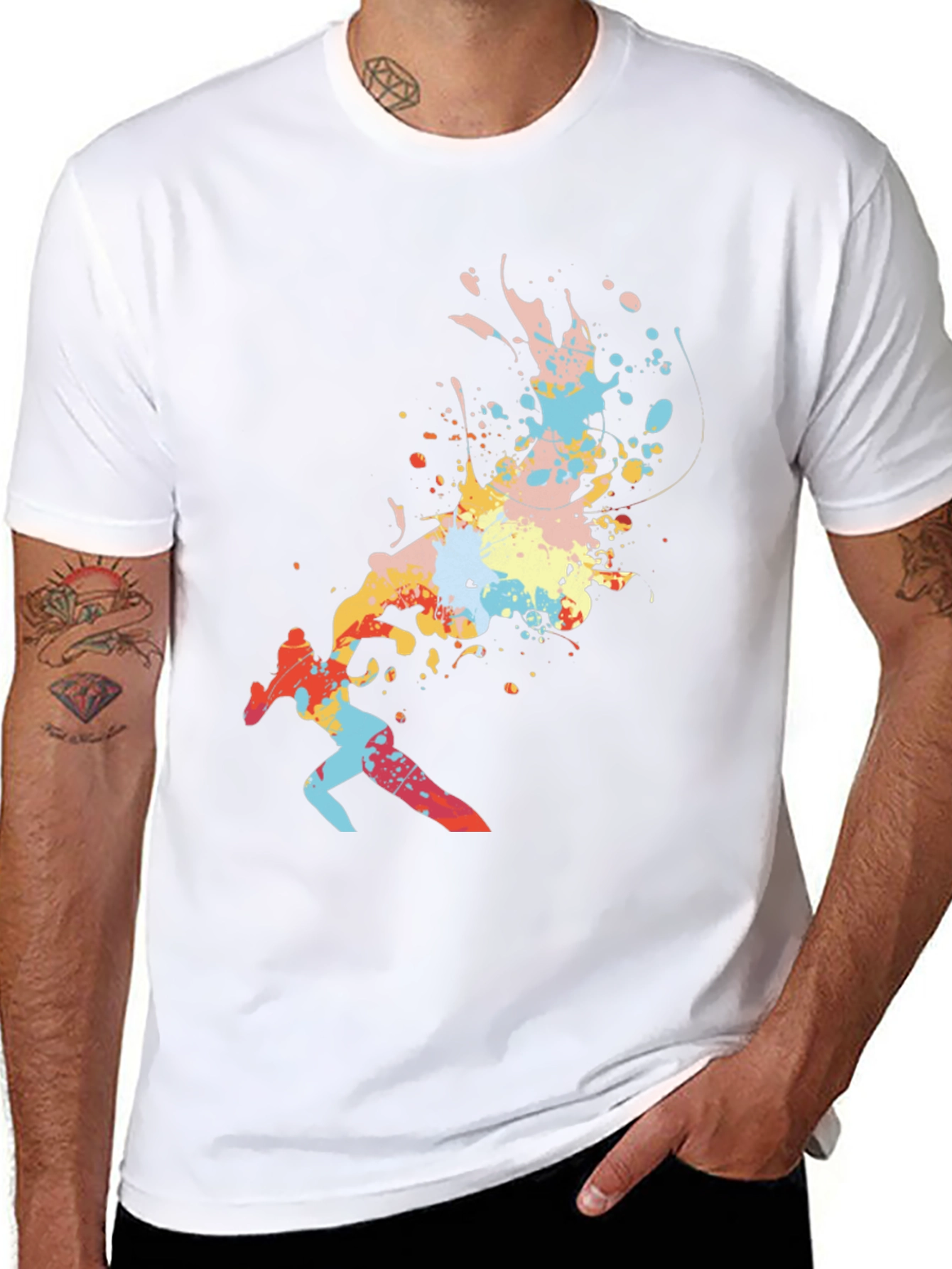 Abstract Paint Splatter Runner Graphic Tee
