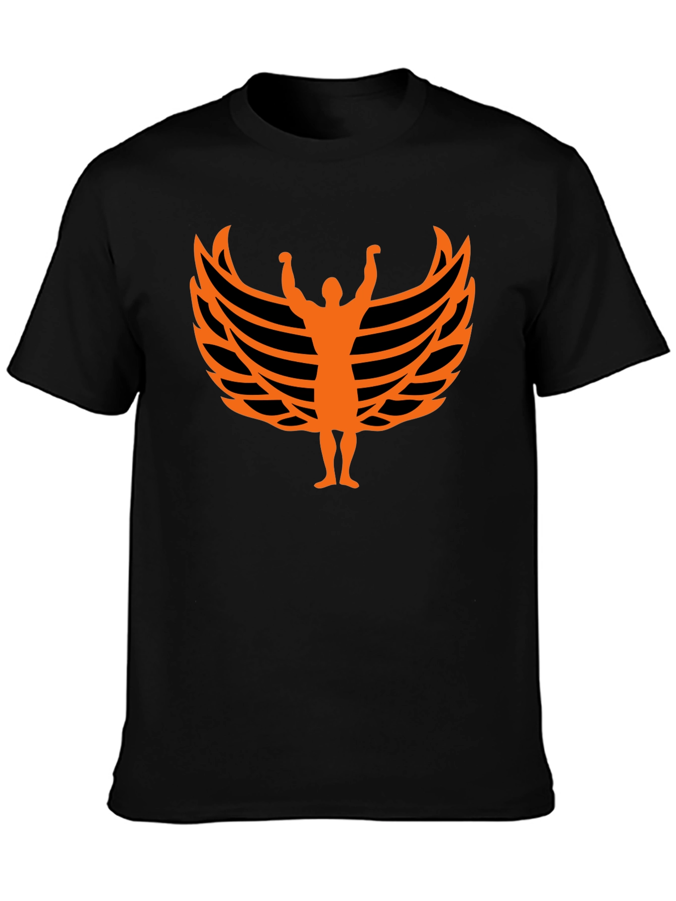Orange Wings Graphic Black T-Shirt