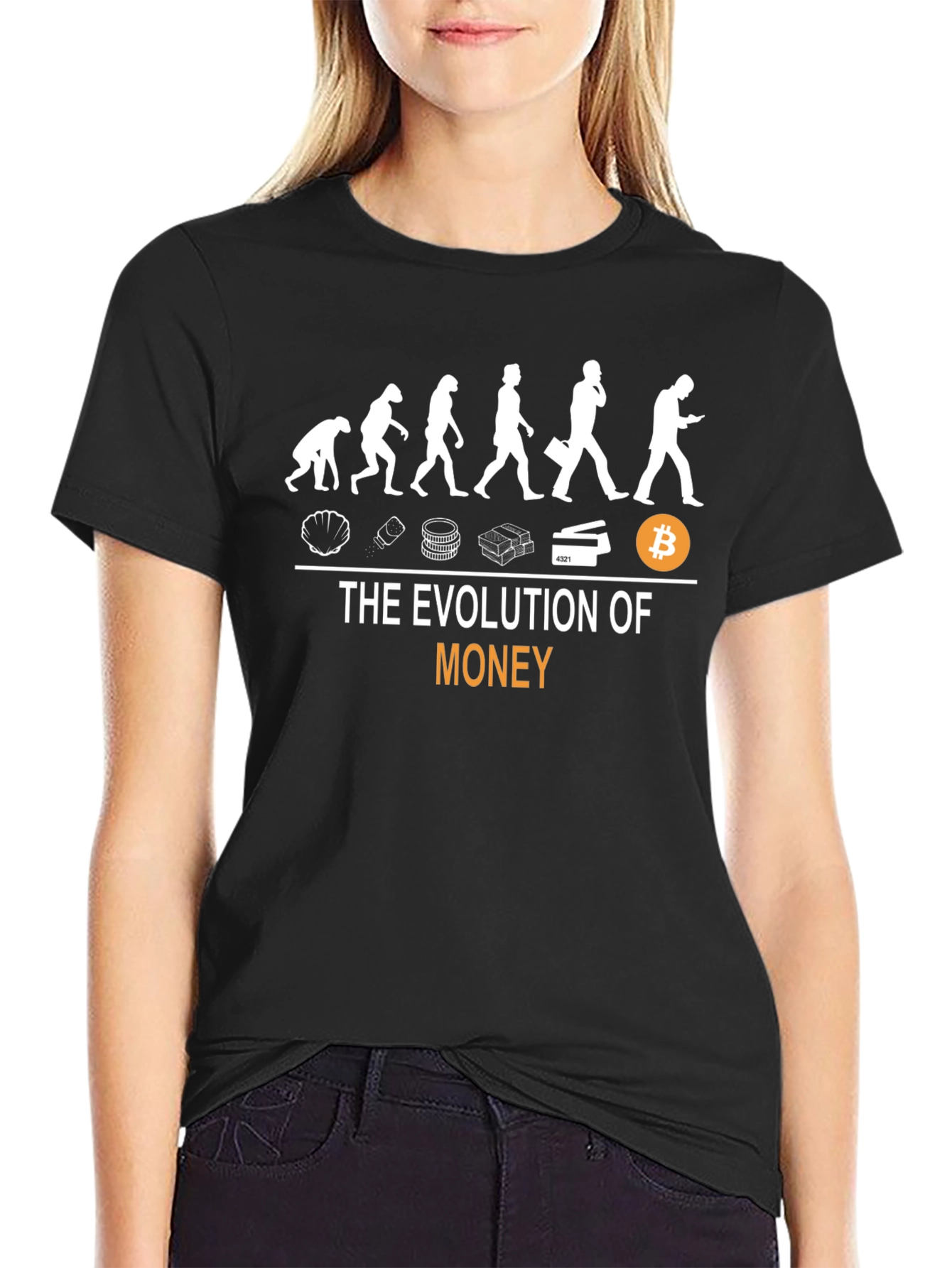 Evolution of Money Black T-Shirt - Bitcoin