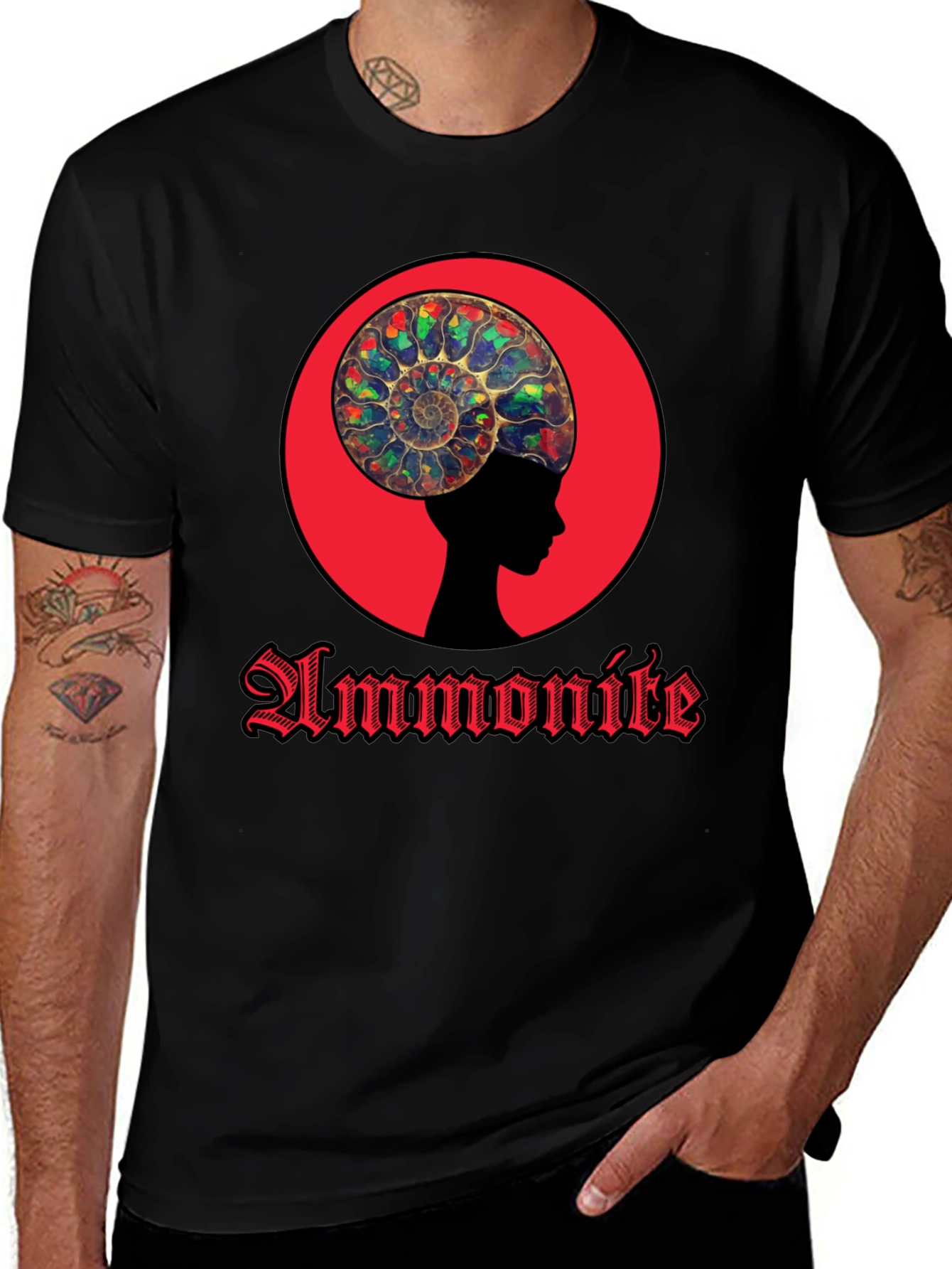 Ammonite Head Black T-Shirt - Stylish Graphic Tee