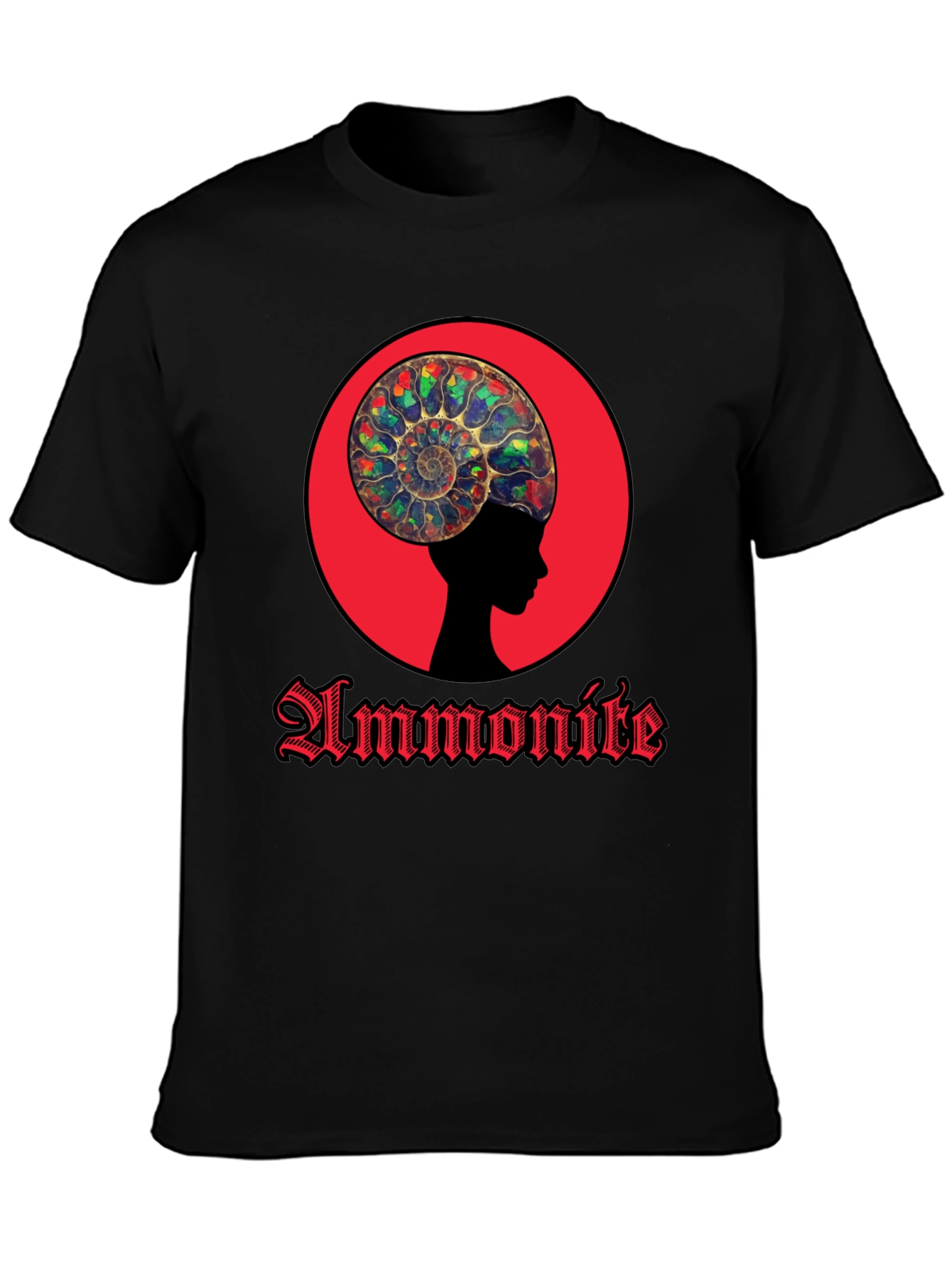 Ammonite Head Black T-Shirt - Stylish Graphic Tee