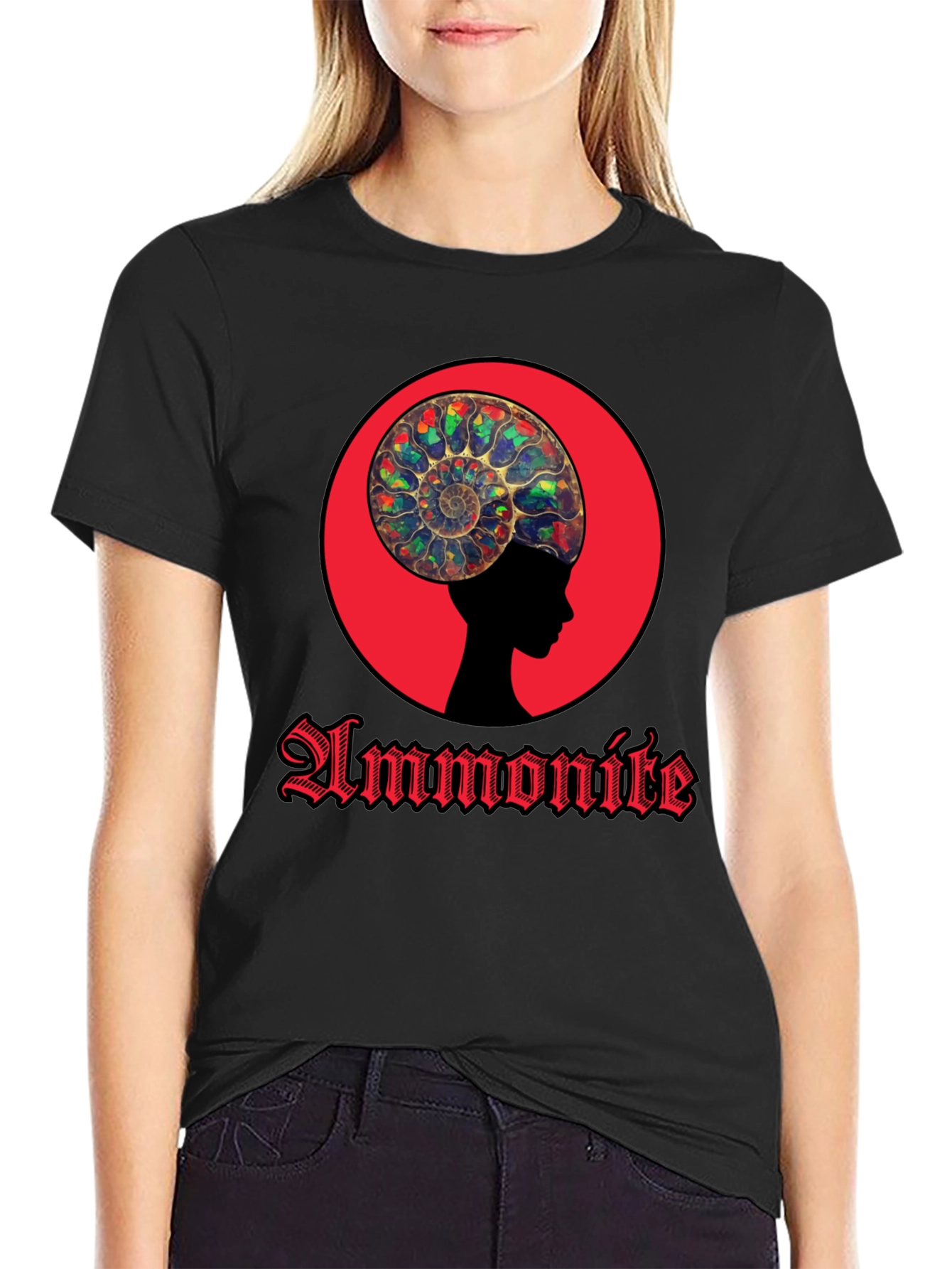 Ammonite Head Black T-Shirt - Stylish Graphic Tee