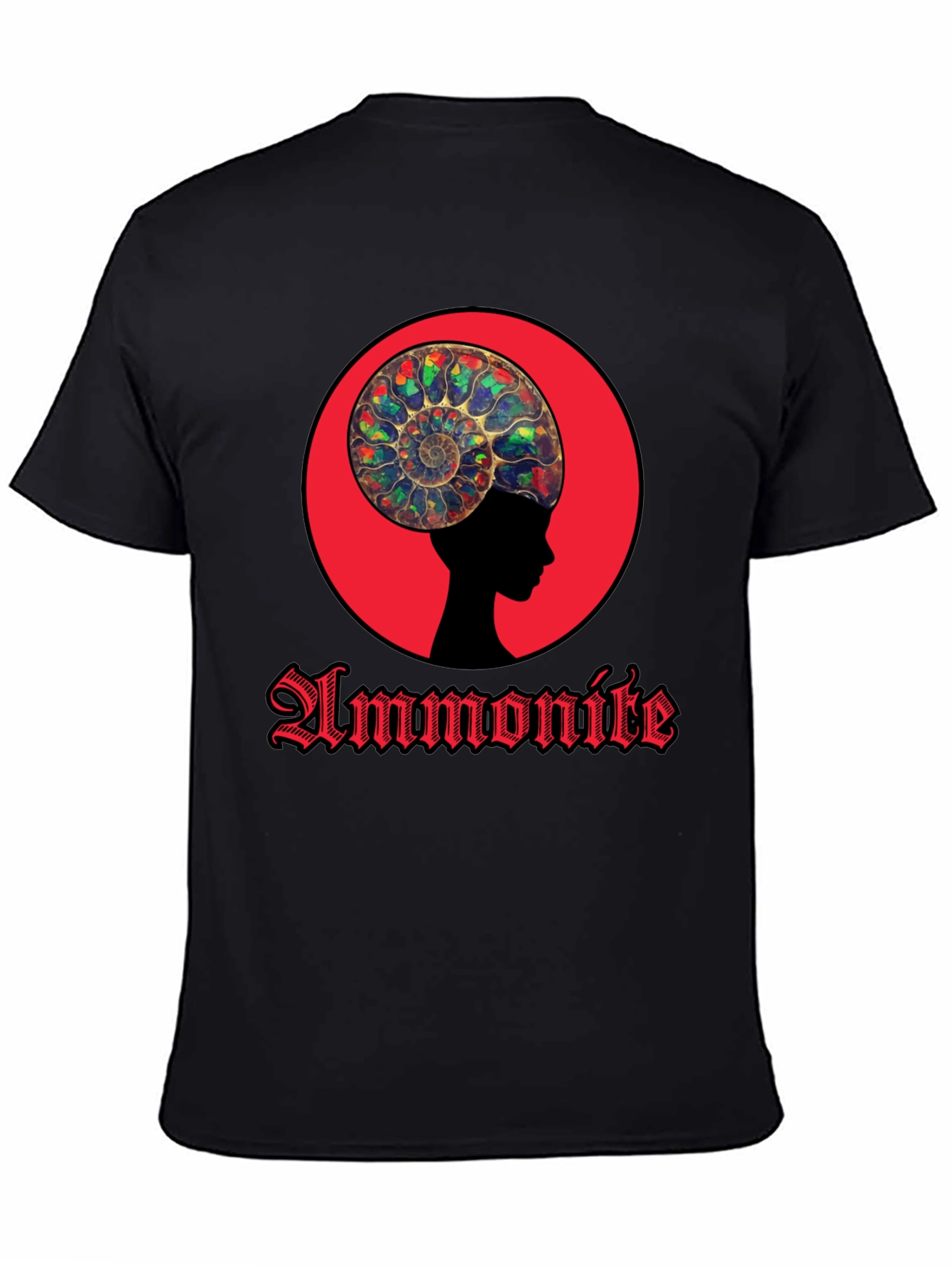 Ammonite Head Black T-Shirt - Stylish Graphic Tee