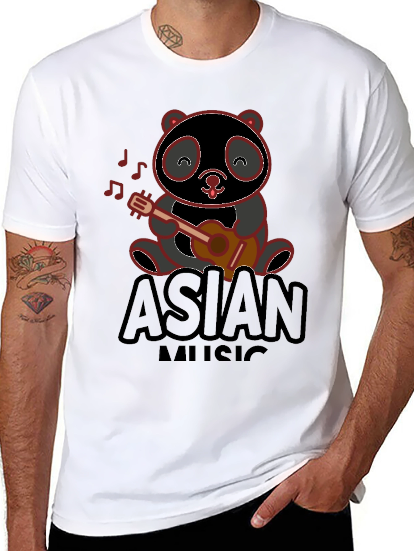 Asian Music Panda T-Shirt - Cute Panda Design