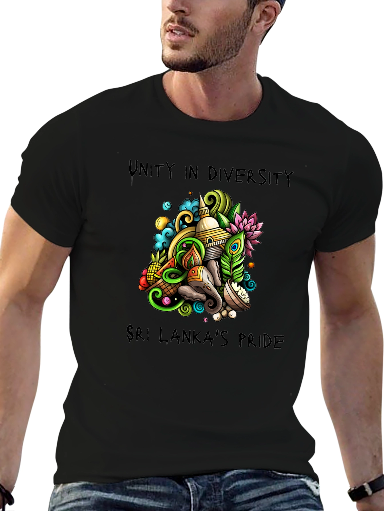 Unity in Diversity Sri Lanka Pride Black T-Shirt