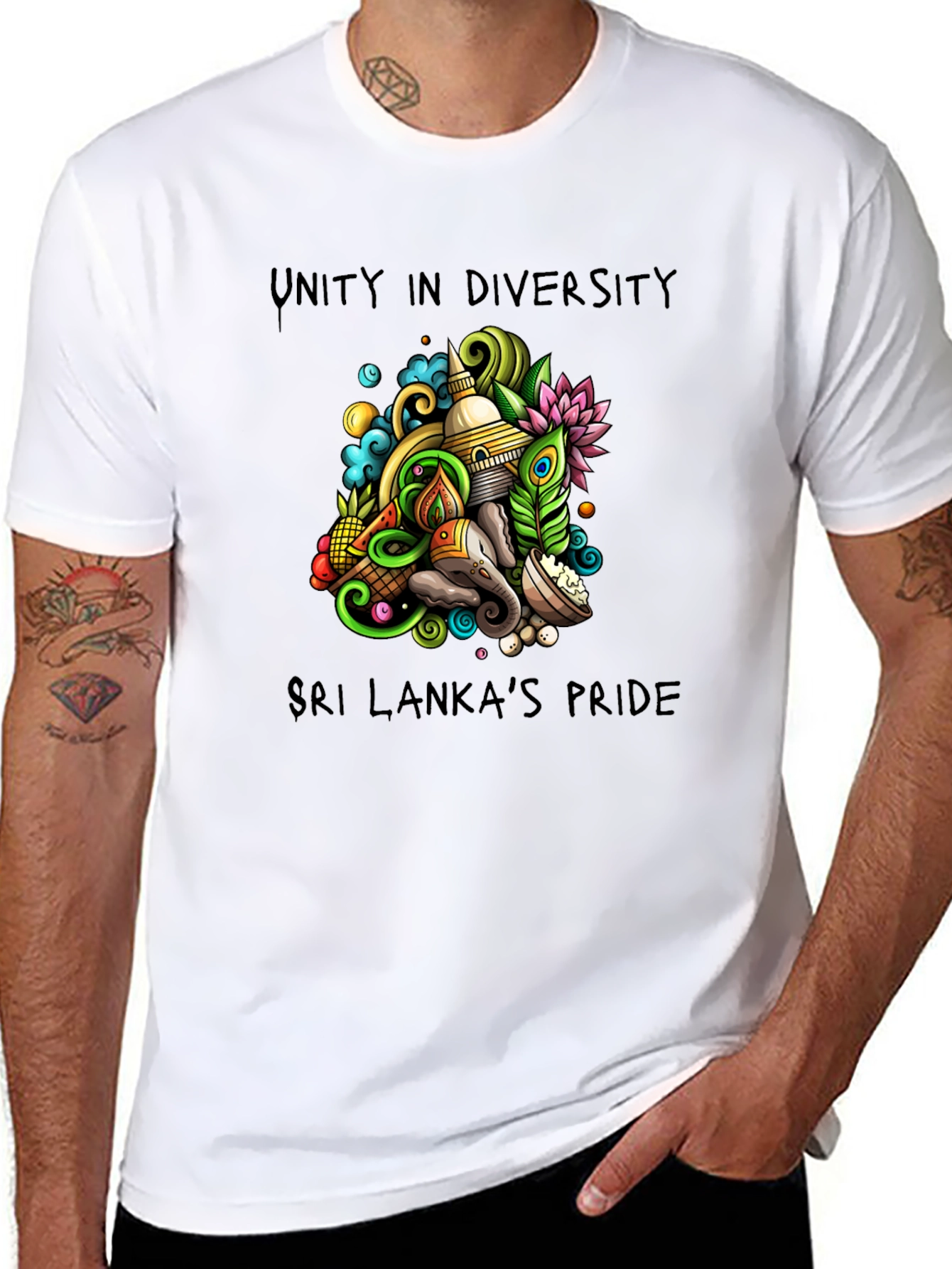 Unity in Diversity Sri Lanka Pride Black T-Shirt