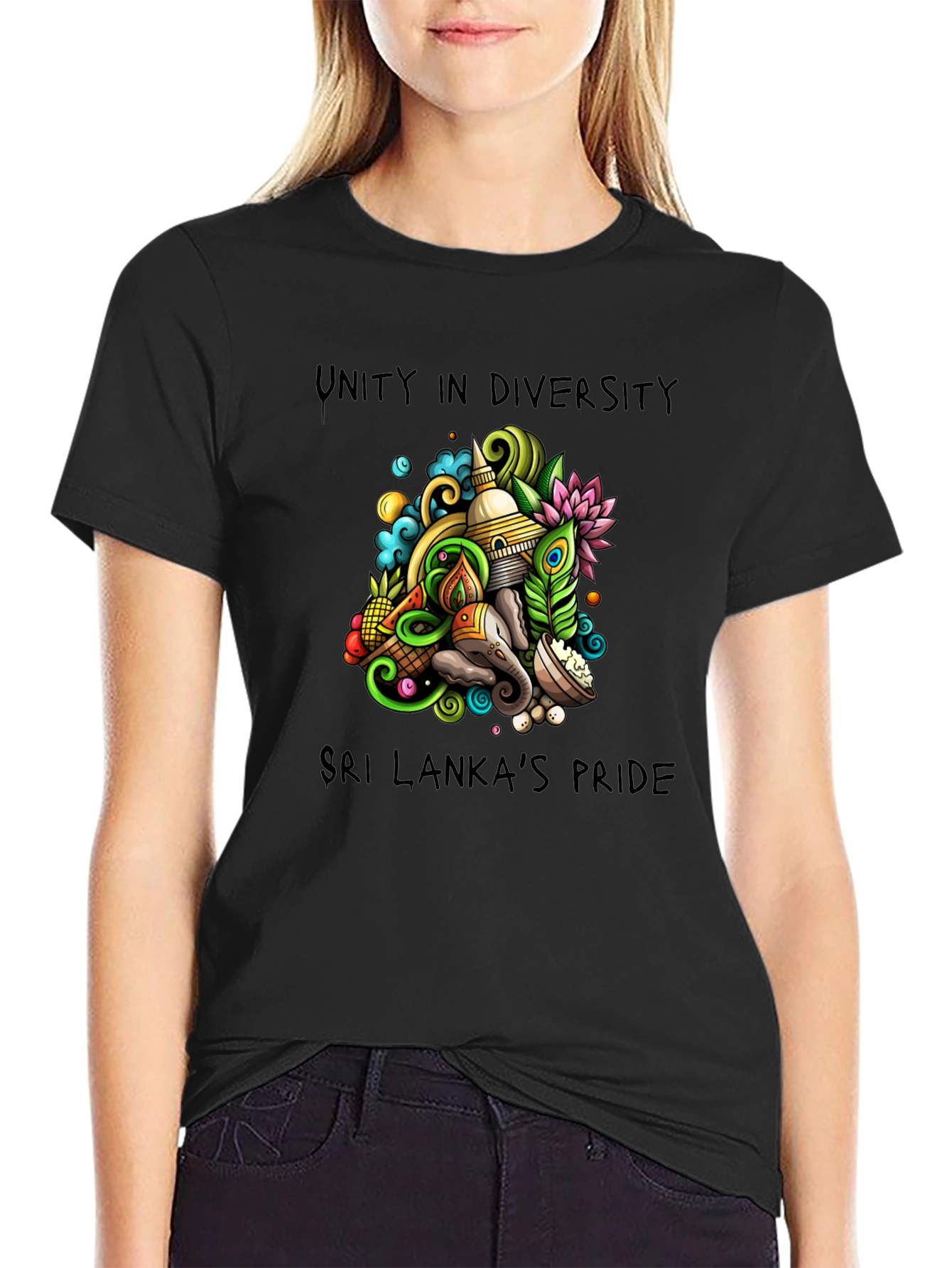 Unity in Diversity Sri Lanka Pride Black T-Shirt