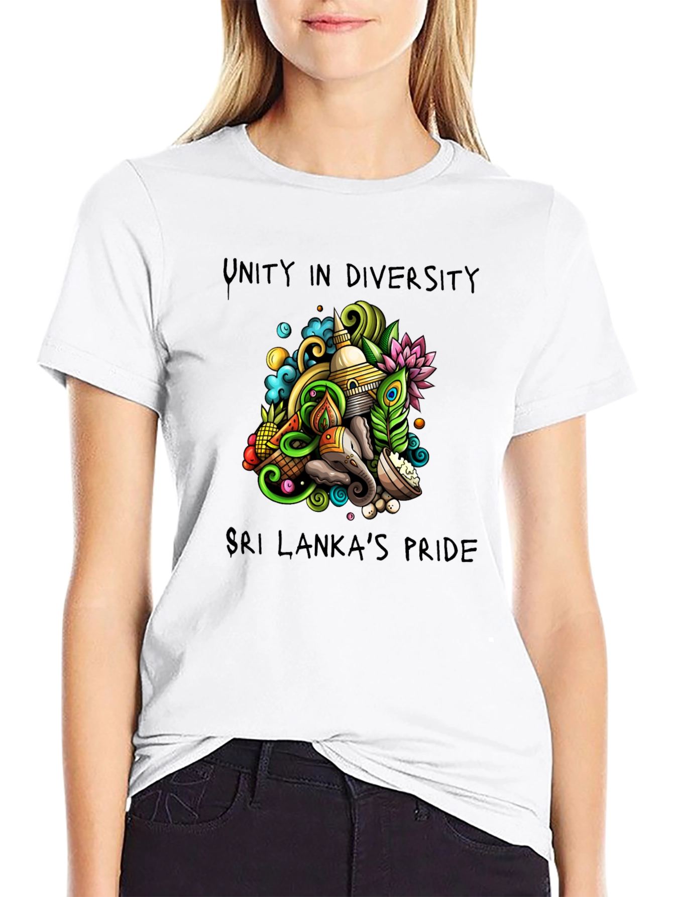 Unity in Diversity Sri Lanka Pride Black T-Shirt