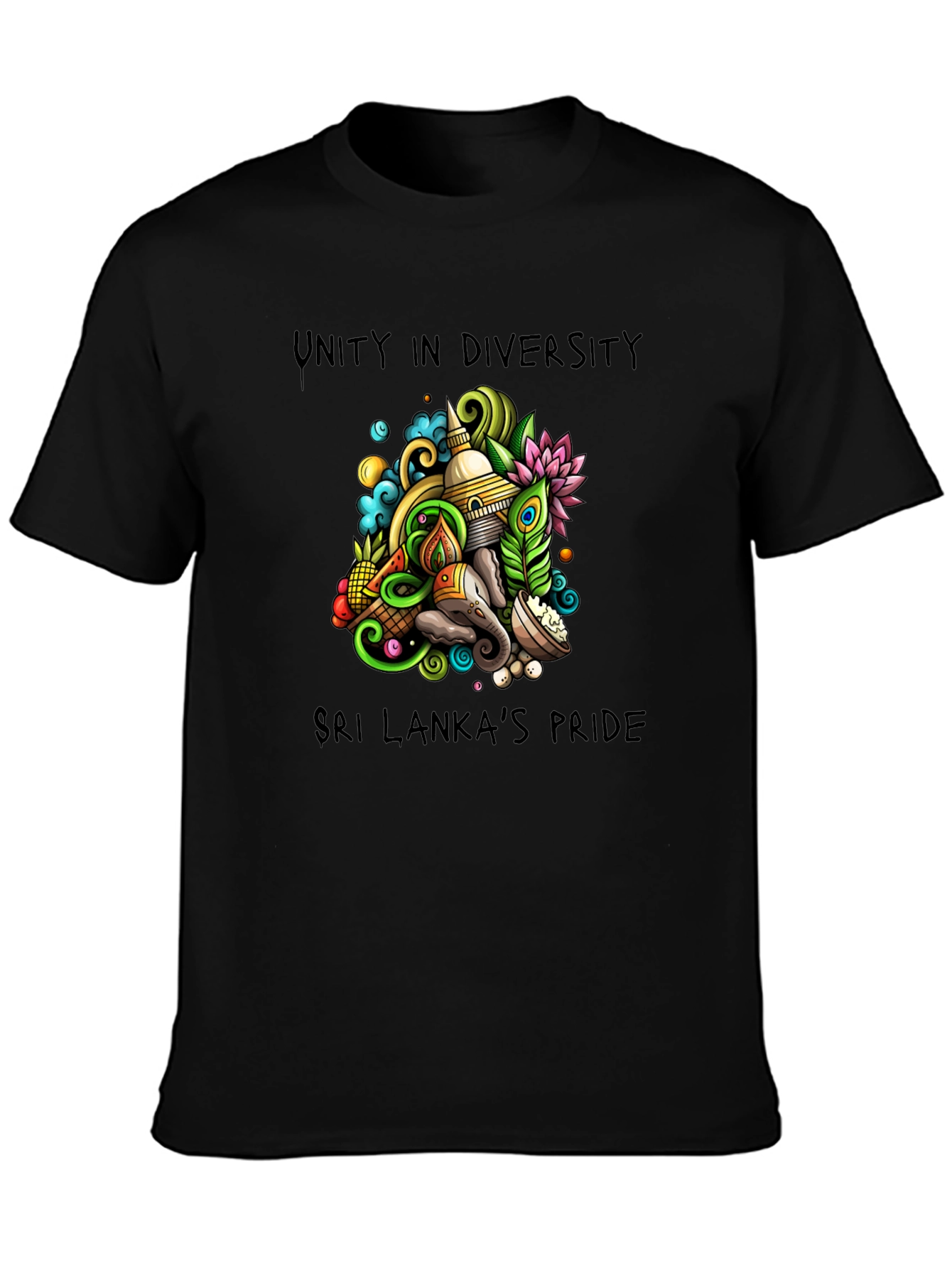 Unity in Diversity Sri Lanka Pride Black T-Shirt