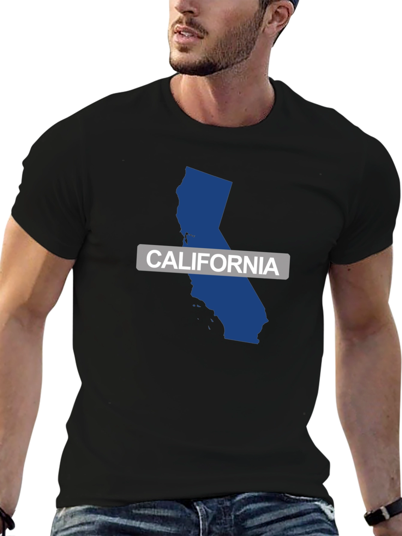 California State Map T-Shirt - Black