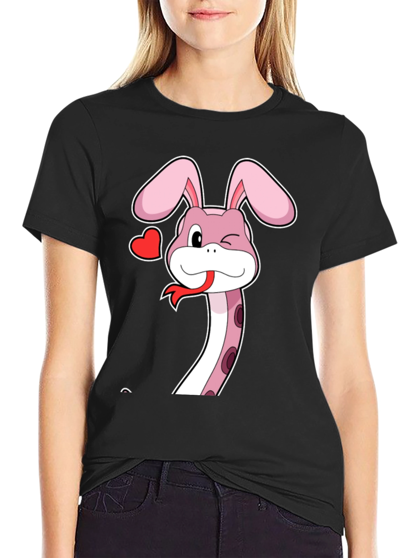 Snake Bunny Cartoon Graphic Tee