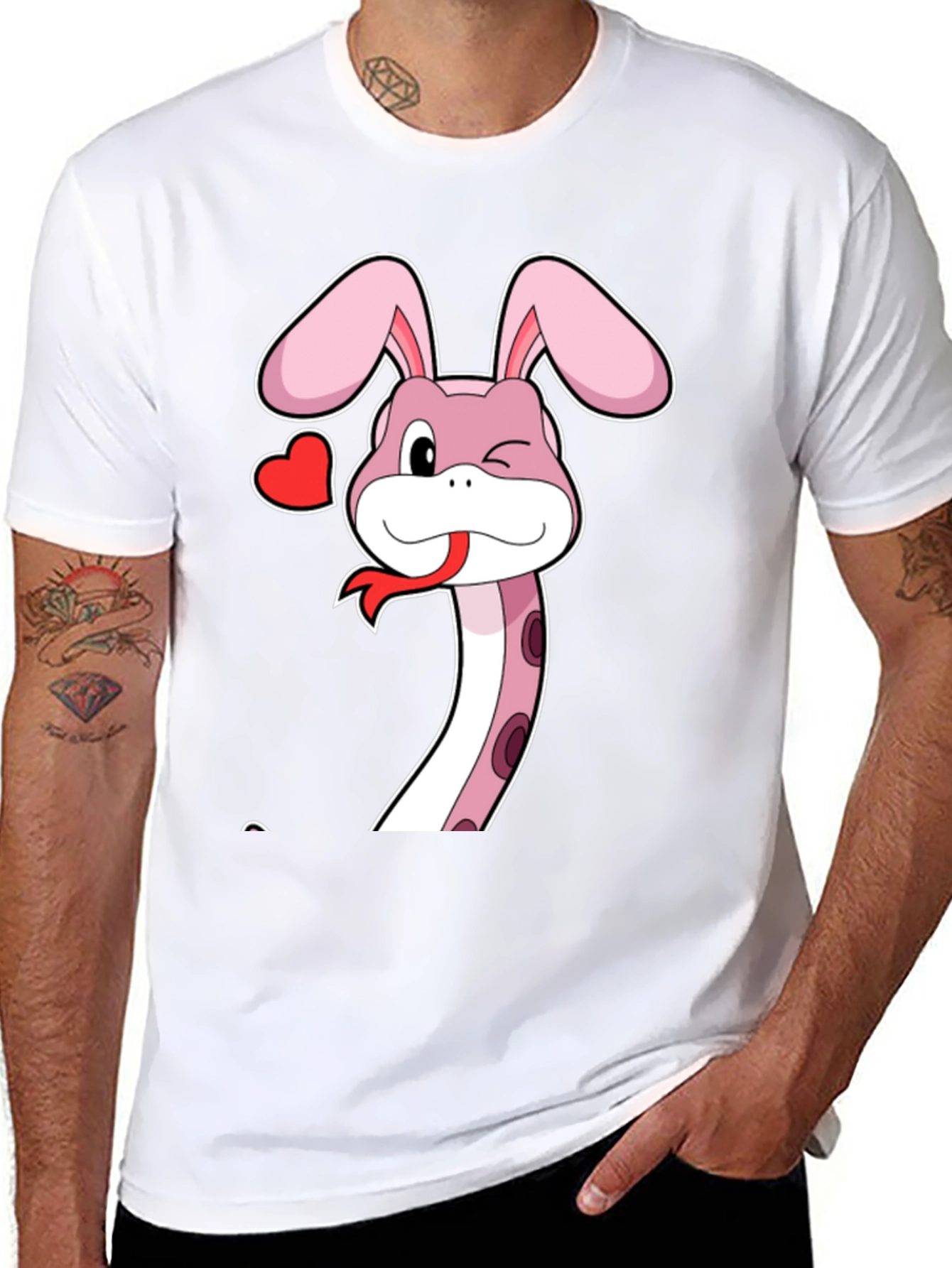 Snake Bunny Cartoon Graphic Tee