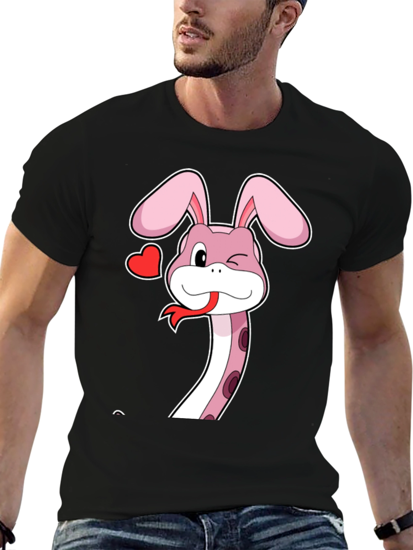 Snake Bunny Cartoon Graphic Tee