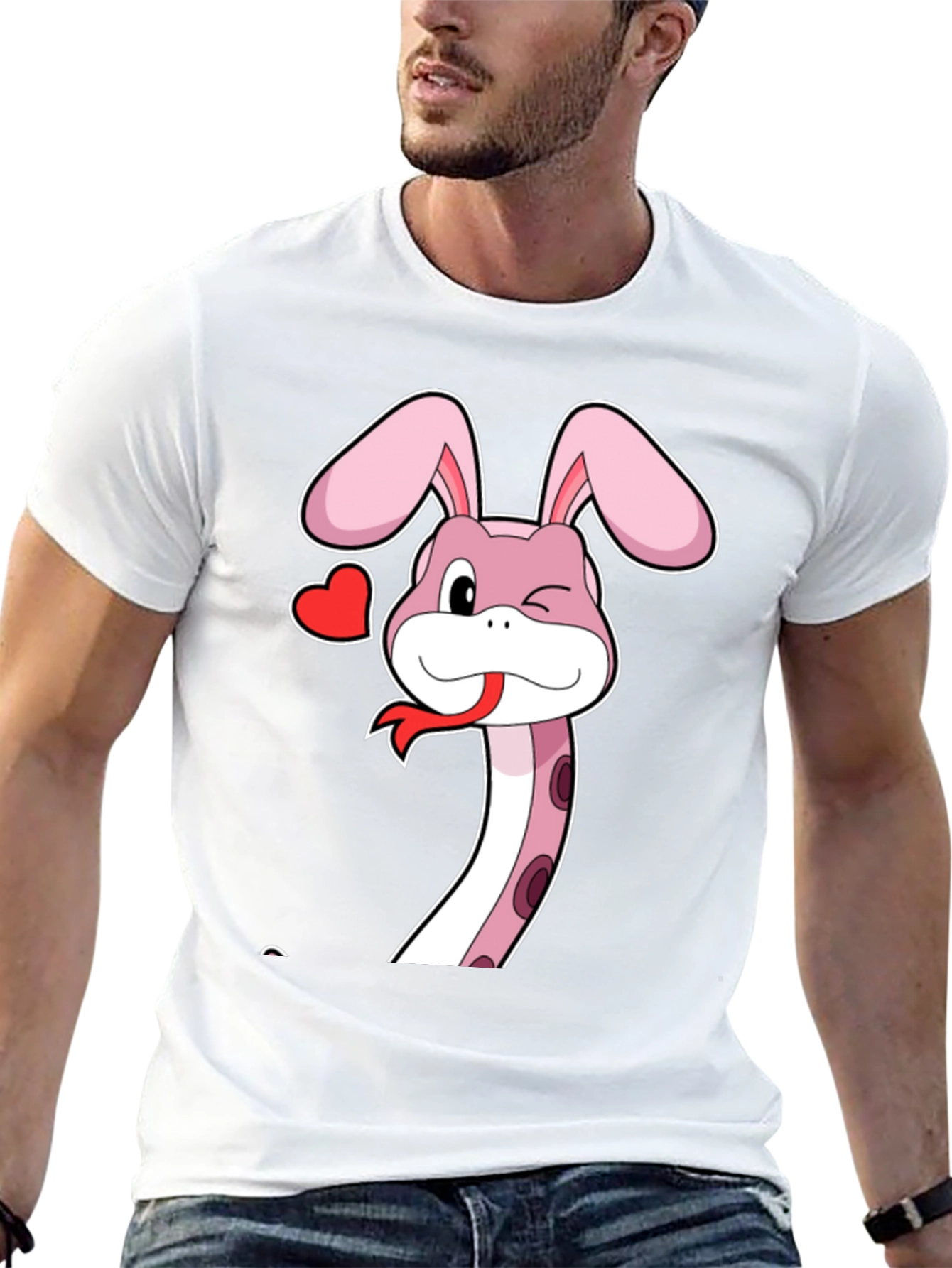 Snake Bunny Cartoon Graphic Tee
