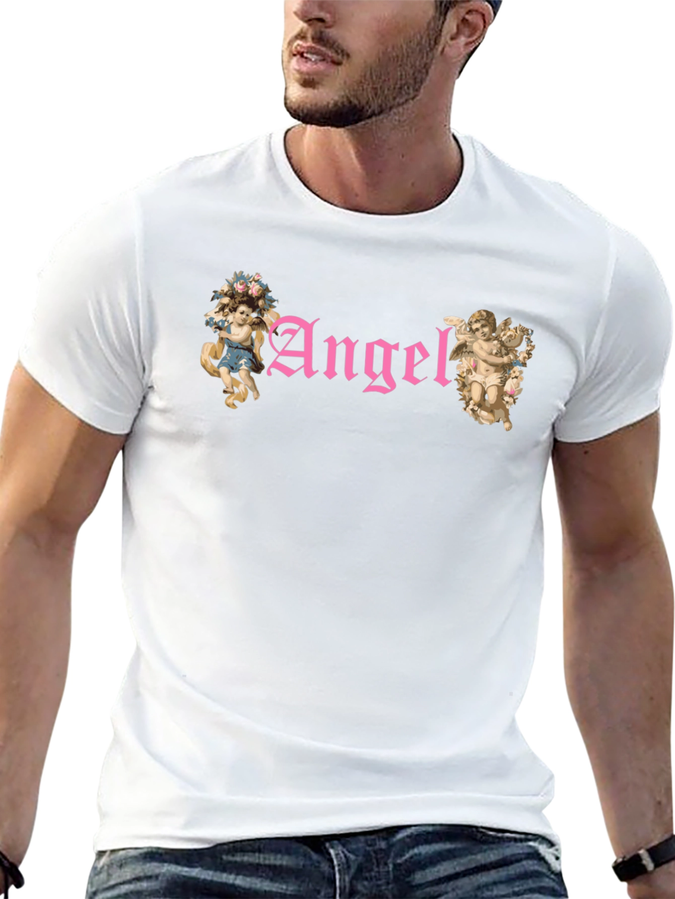 Angel Graphic T-Shirt - Black Cotton Tee