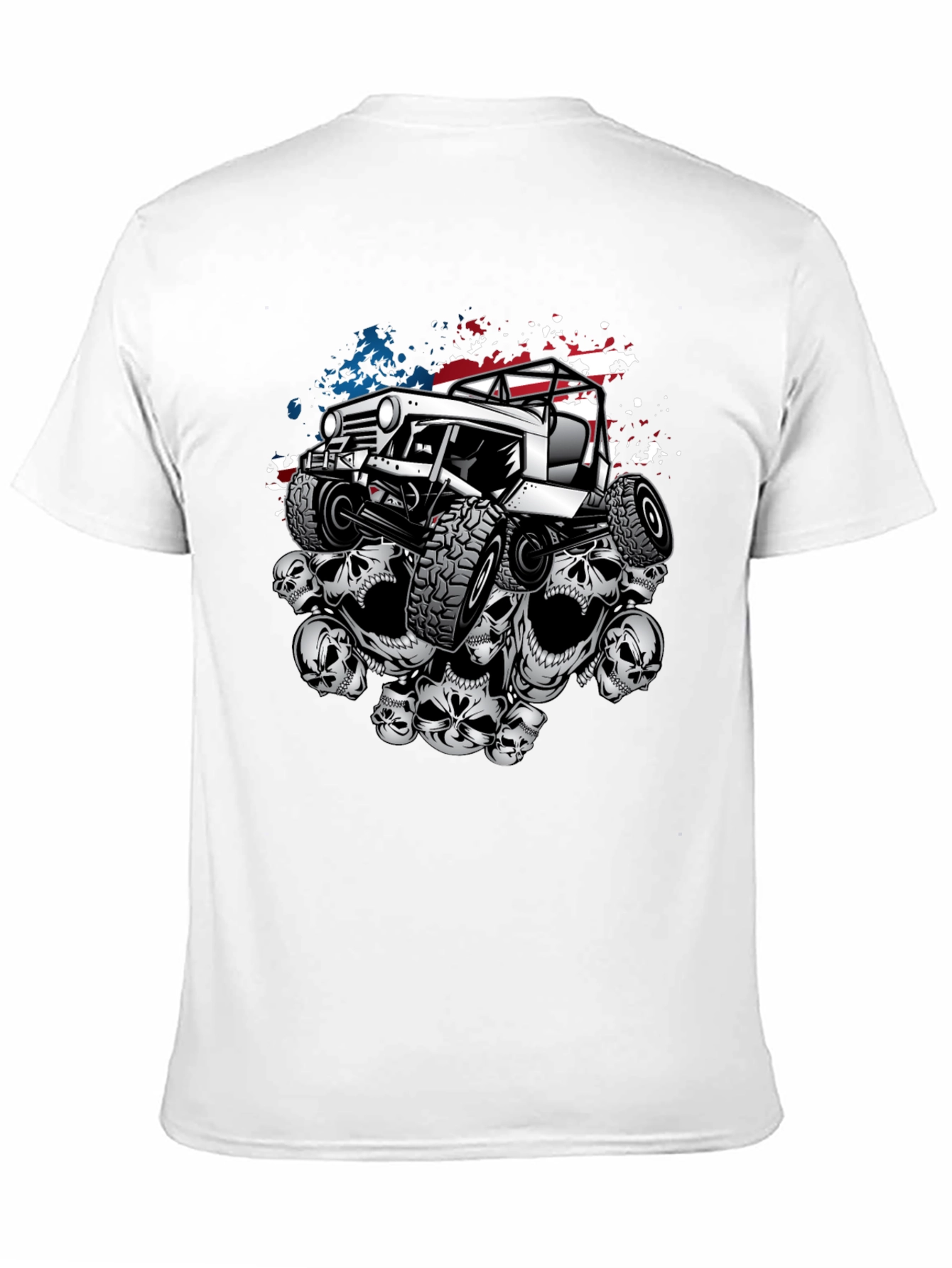 Skull Jeep Patriotic Mens T-Shirt