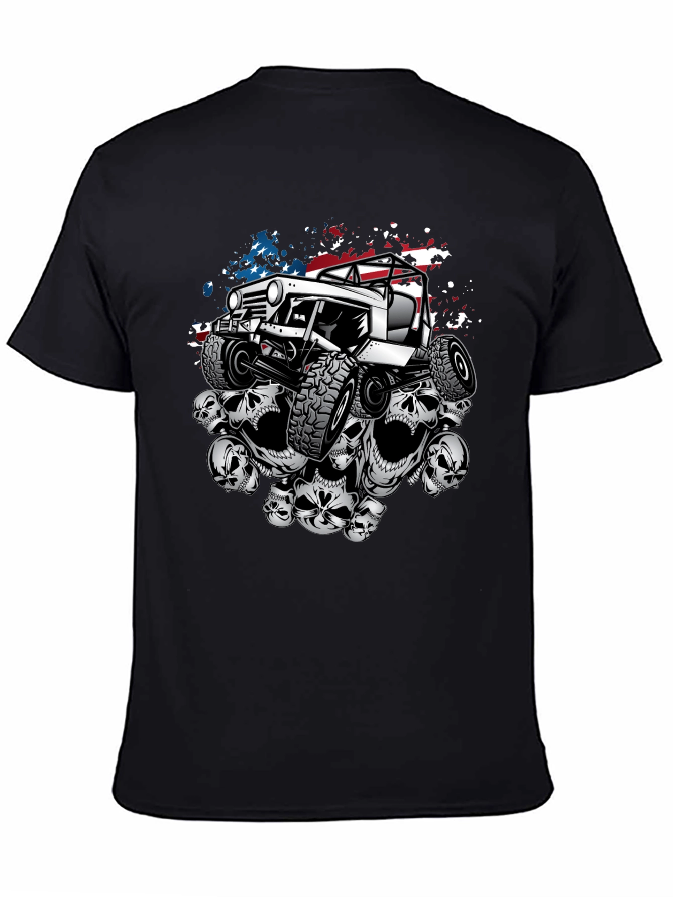 Skull Jeep Patriotic Mens T-Shirt