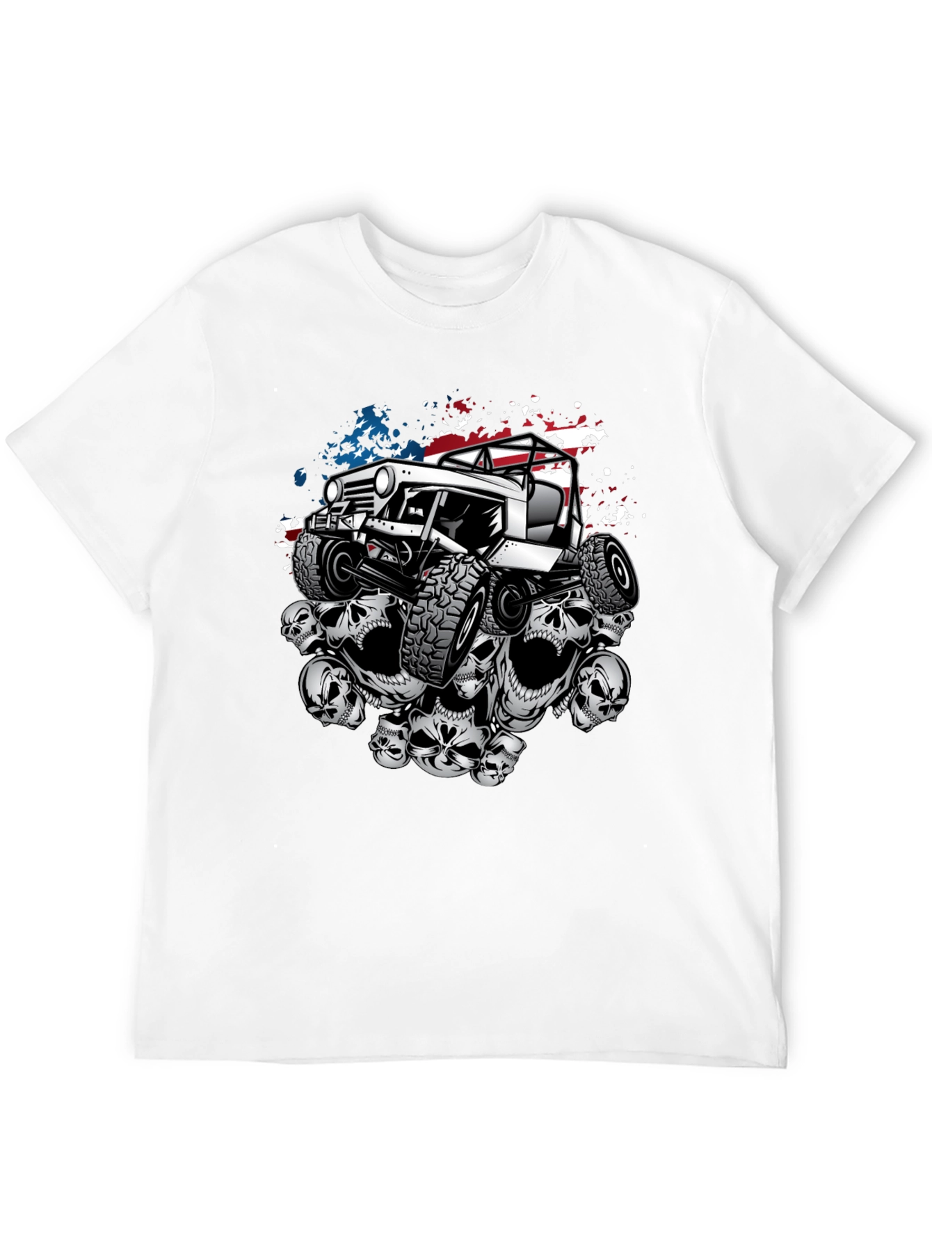 Skull Jeep Patriotic Mens T-Shirt
